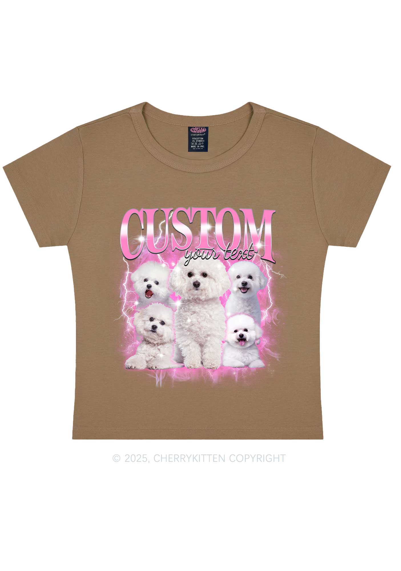 Custom Cute Puppy Photo Y2K Baby Tee Cherrykitten - Image 10