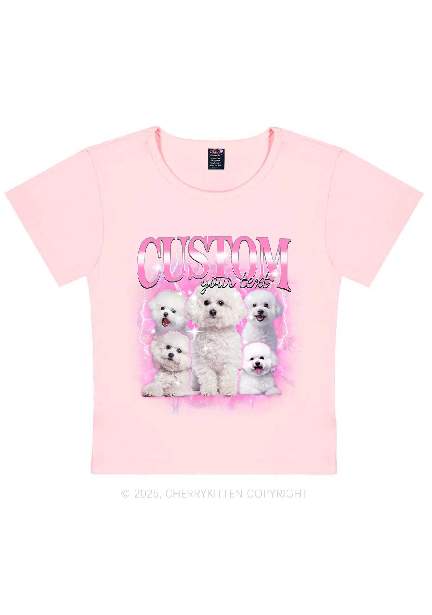 Custom Cute Puppy Photo Y2K Baby Tee Cherrykitten - Image 11