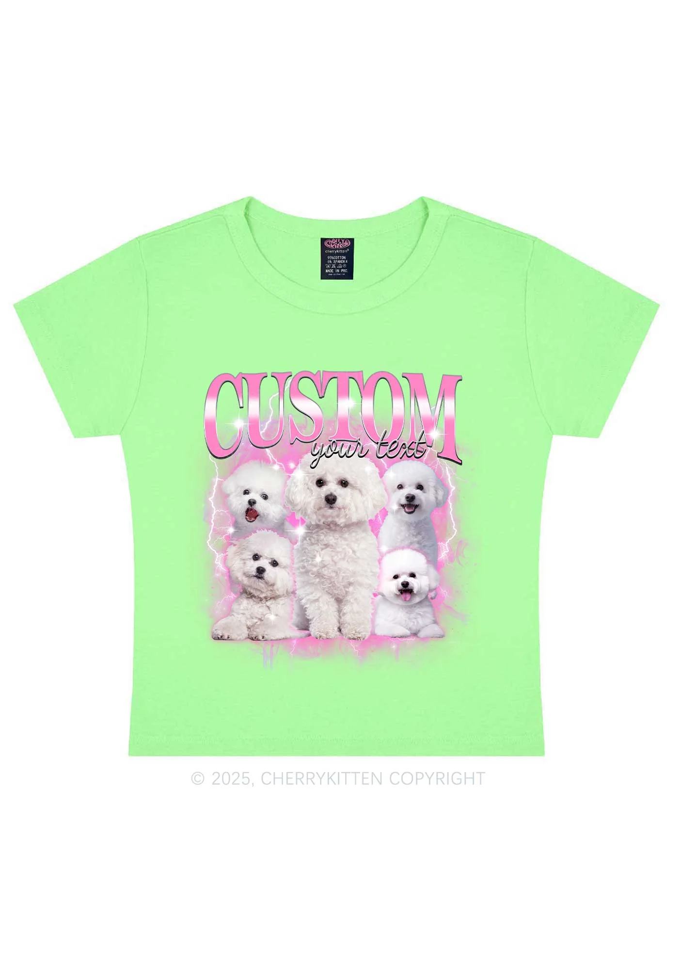 Custom Cute Puppy Photo Y2K Baby Tee Cherrykitten - Image 12