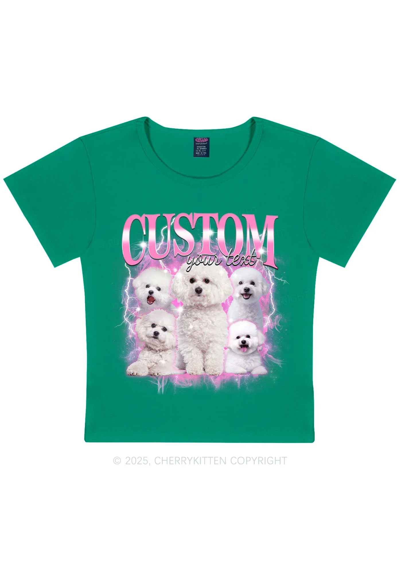 Custom Cute Puppy Photo Y2K Baby Tee Cherrykitten - Image 13