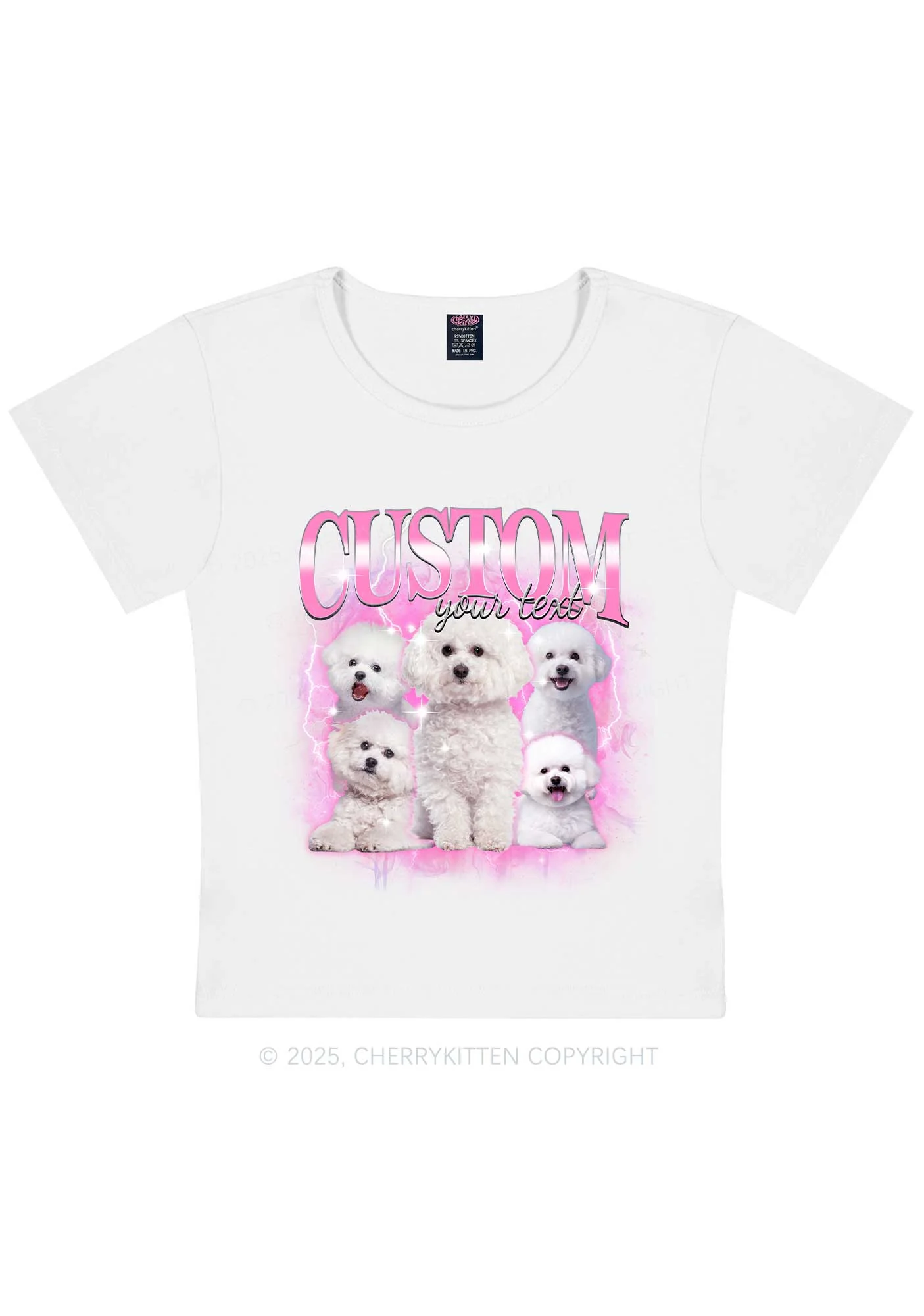 Custom Cute Puppy Photo Y2K Baby Tee Cherrykitten - Image 4