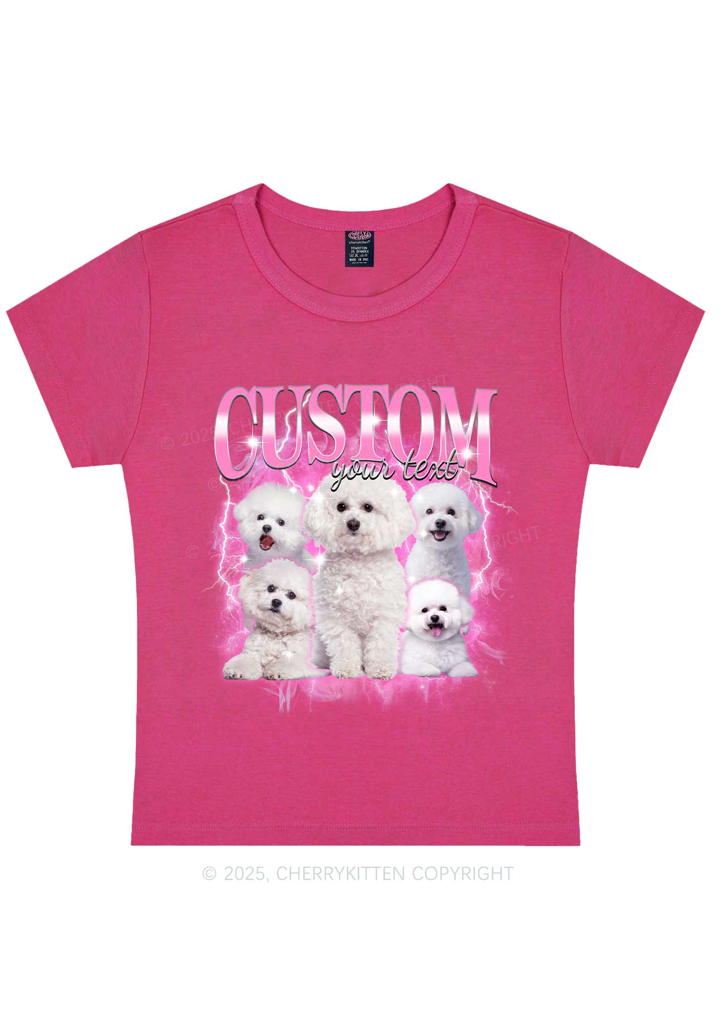 Custom Cute Puppy Photo Y2K Baby Tee Cherrykitten - Image 5