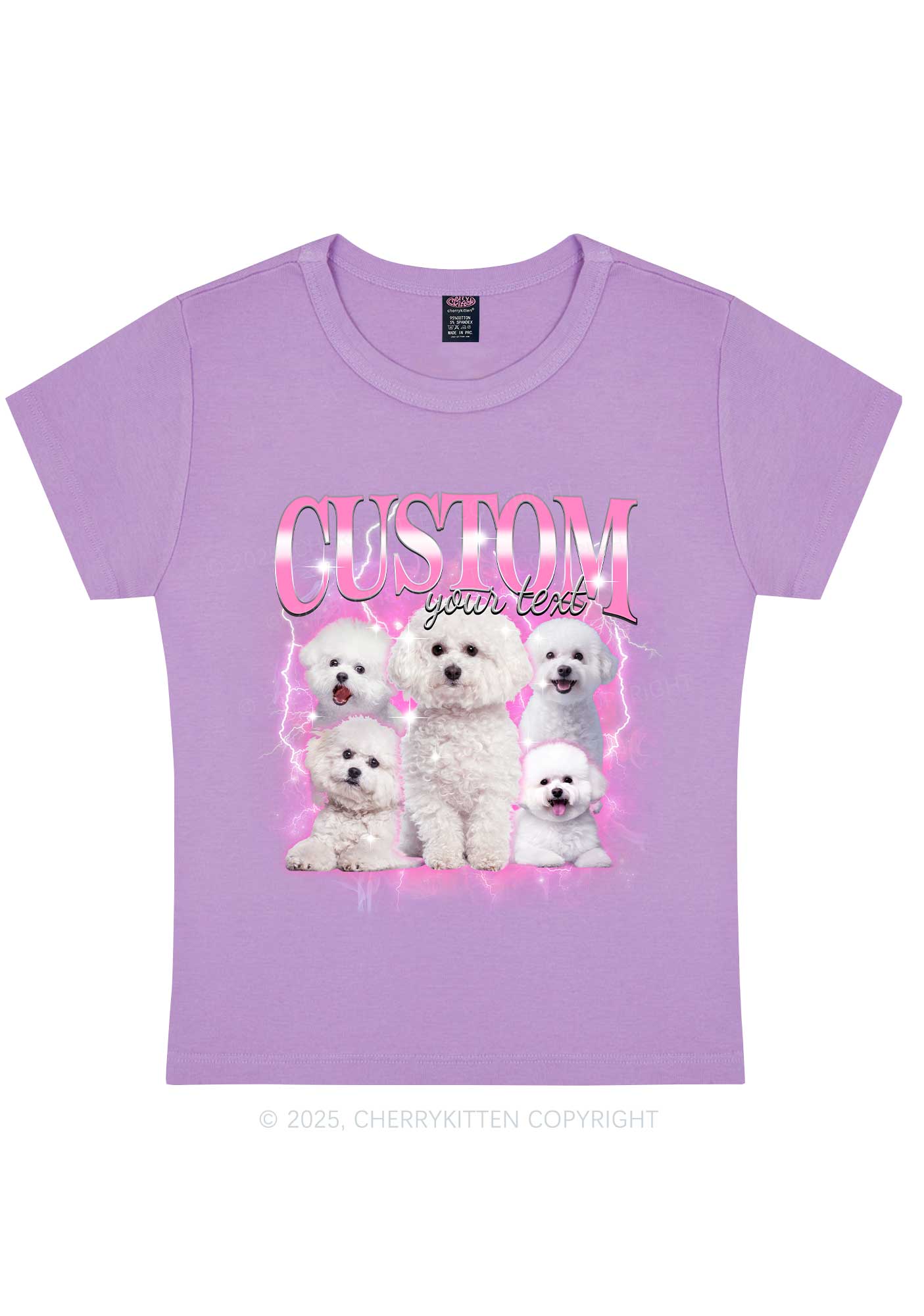 Custom Cute Puppy Photo Y2K Baby Tee Cherrykitten - Image 6