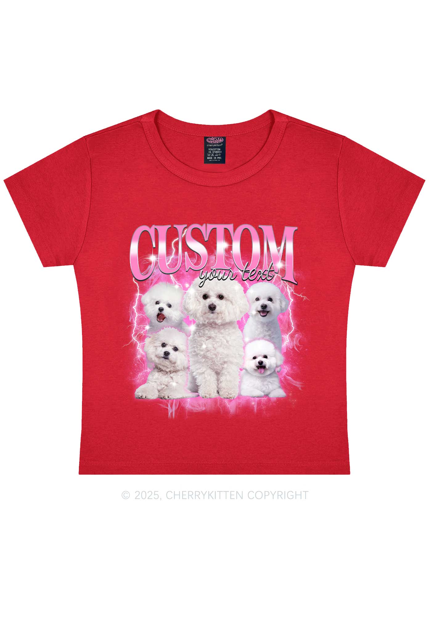 Custom Cute Puppy Photo Y2K Baby Tee Cherrykitten - Image 7