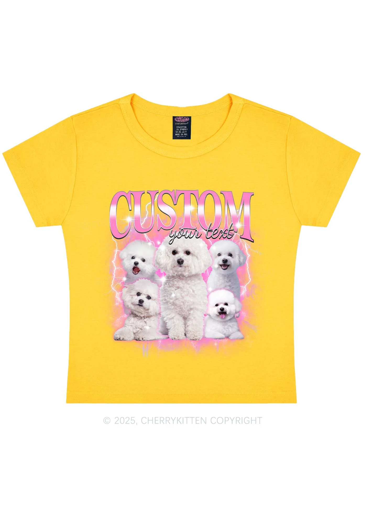 Custom Cute Puppy Photo Y2K Baby Tee Cherrykitten - Image 8