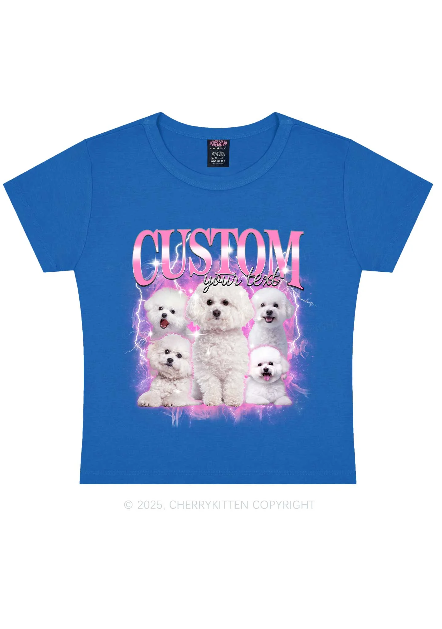 Custom Cute Puppy Photo Y2K Baby Tee Cherrykitten - Image 9