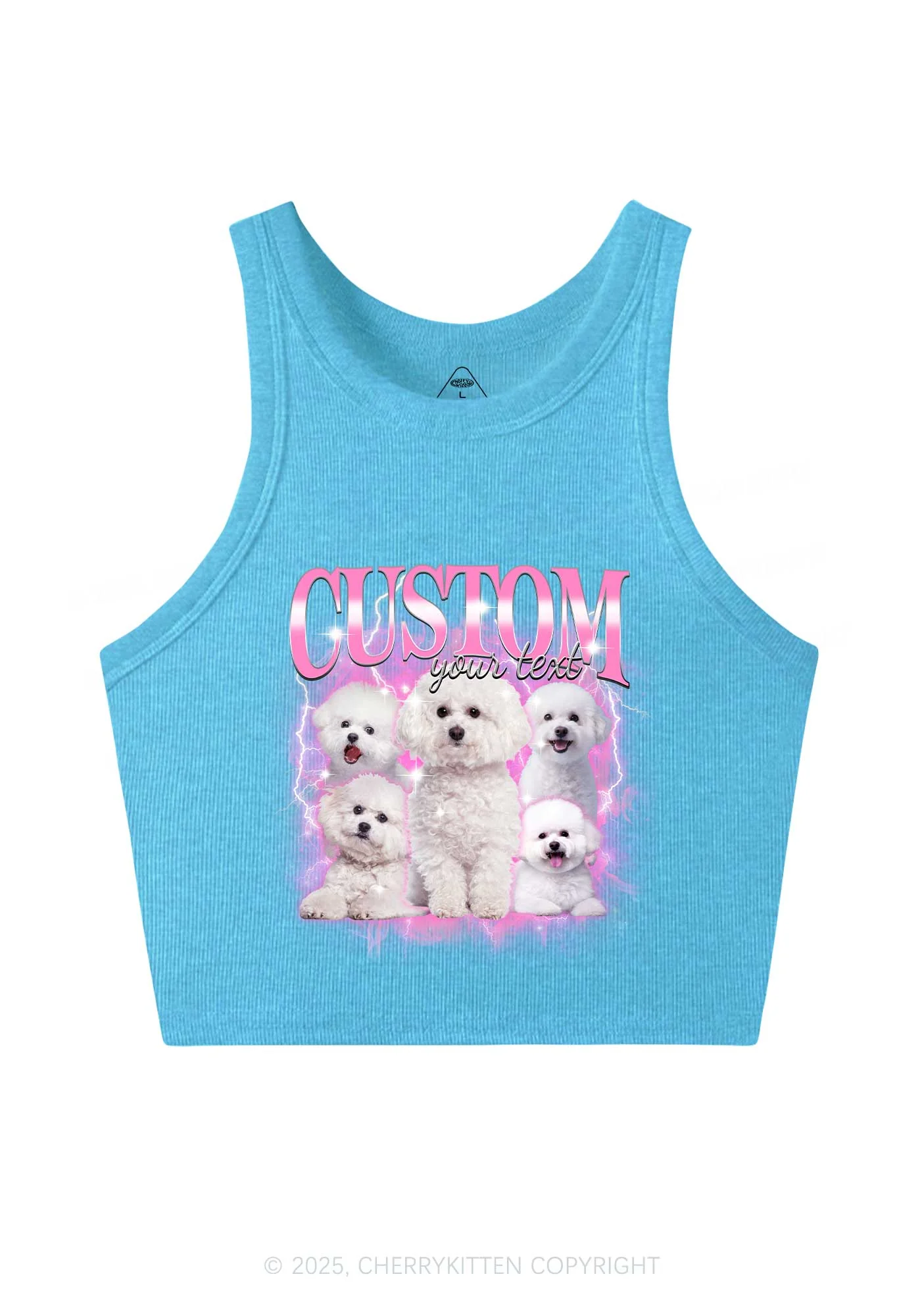Custom Cute Puppy Photo Y2K Crop Tank Top Cherrykitten - Image 3