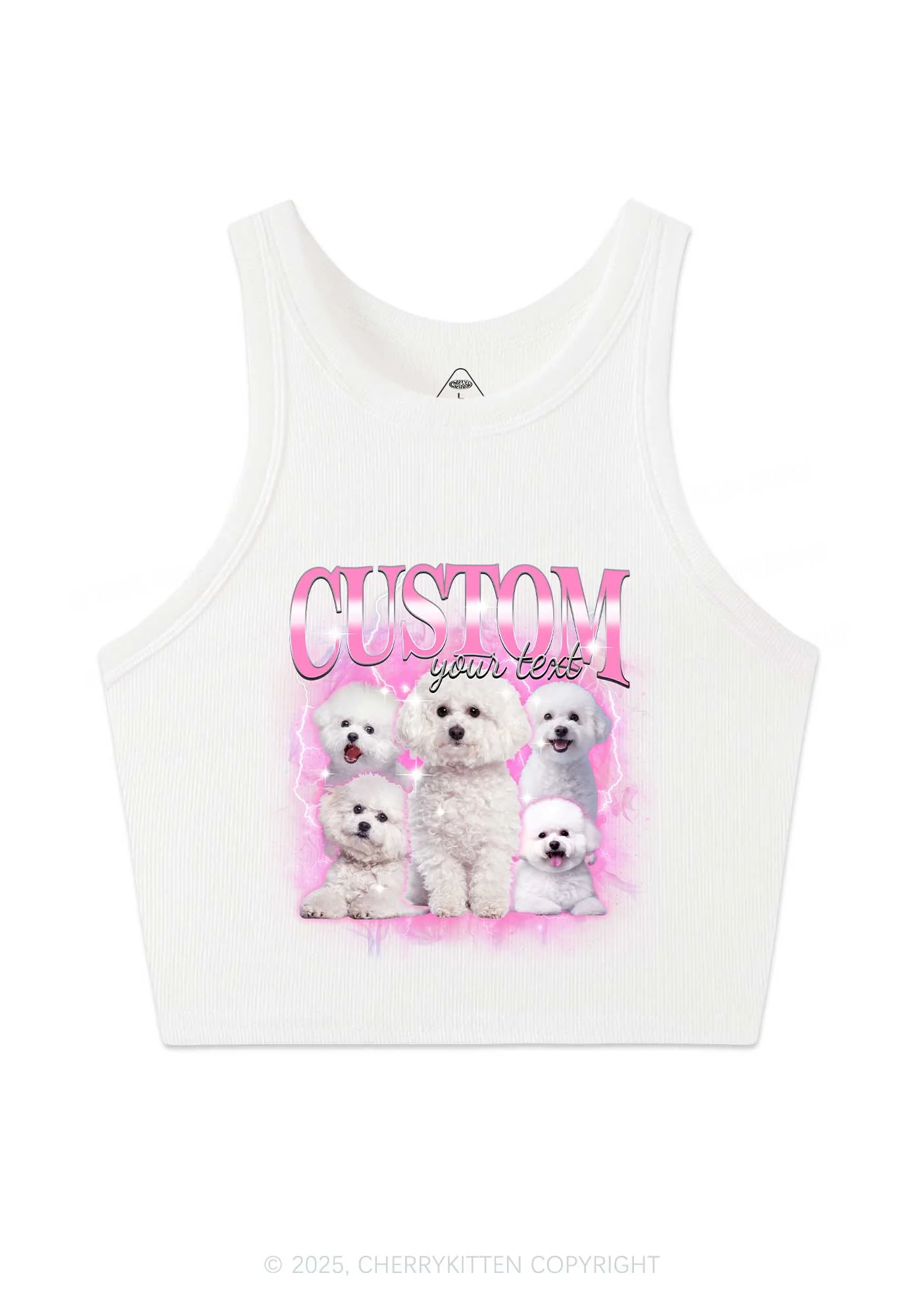 Custom Cute Puppy Photo Y2K Crop Tank Top Cherrykitten - Image 4