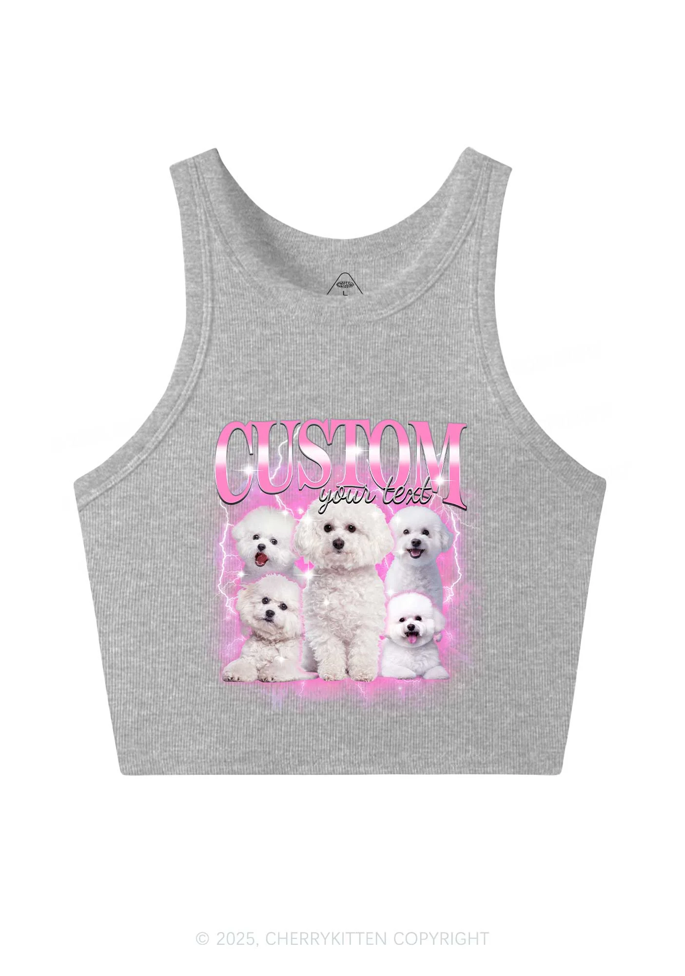 Custom Cute Puppy Photo Y2K Crop Tank Top Cherrykitten - Image 5