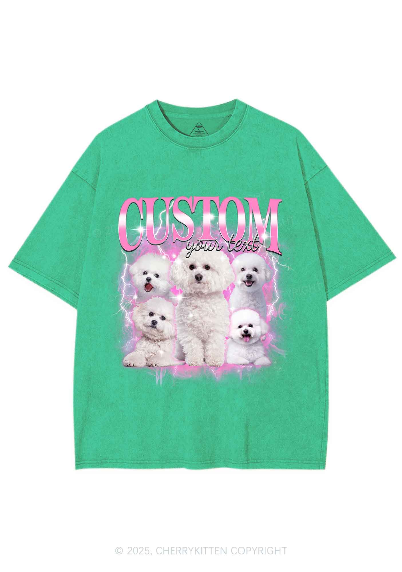 Custom Cute Puppy Photo Y2K Shirts Washed Tee Cherrykitten - Image 8