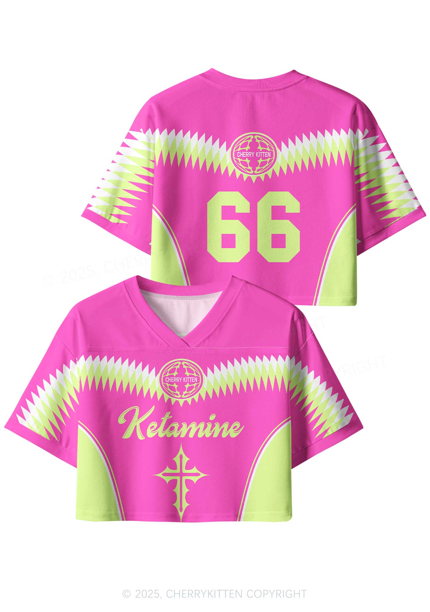 Custom Cyber Pink Ketamxxe Cross Y2K Crop Sport Jersey Shirts Cherrykitten - Image 3