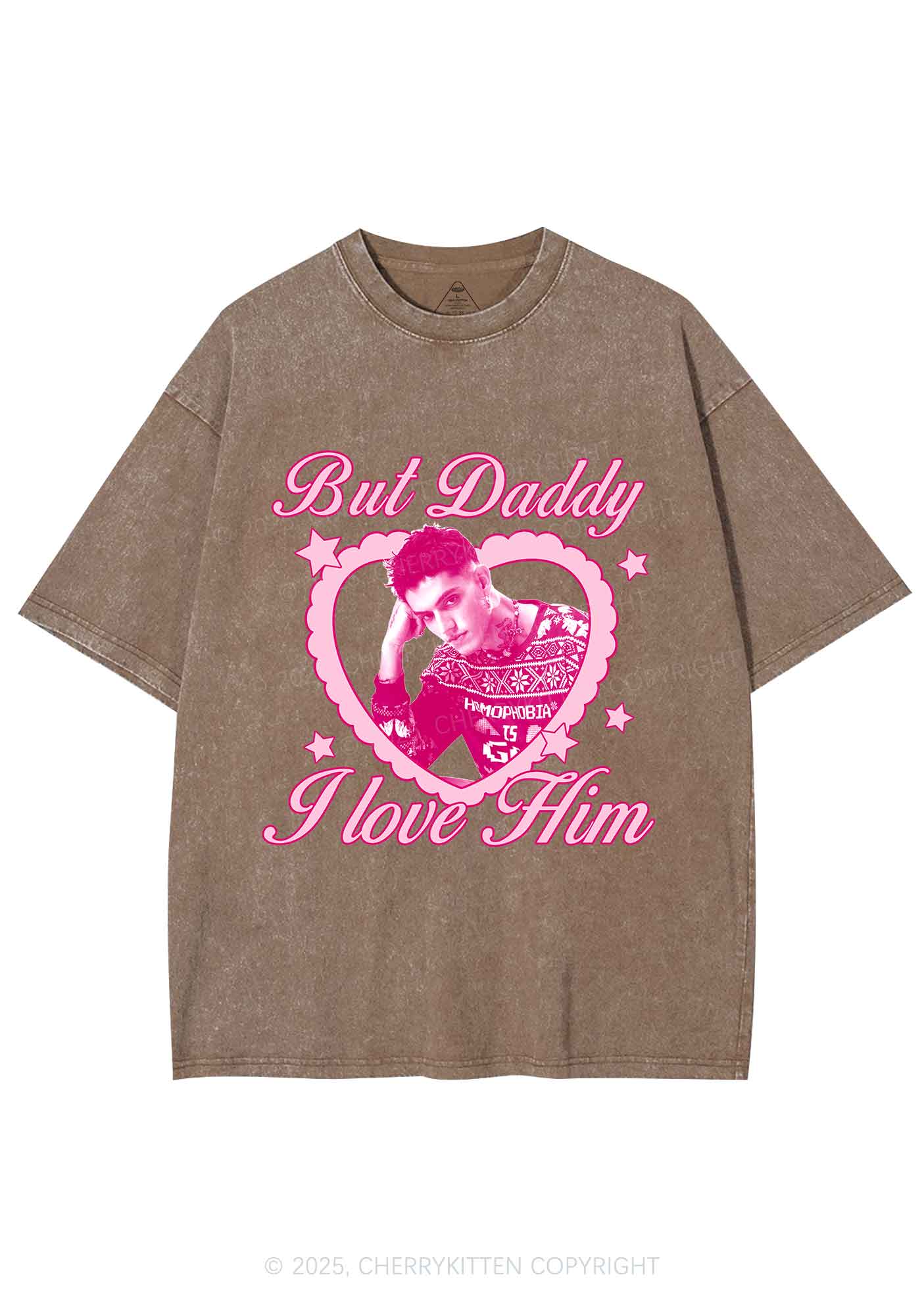 Custom Daddy I love Him Y2K Shirts Washed Tee Cherrykitten - Image 7