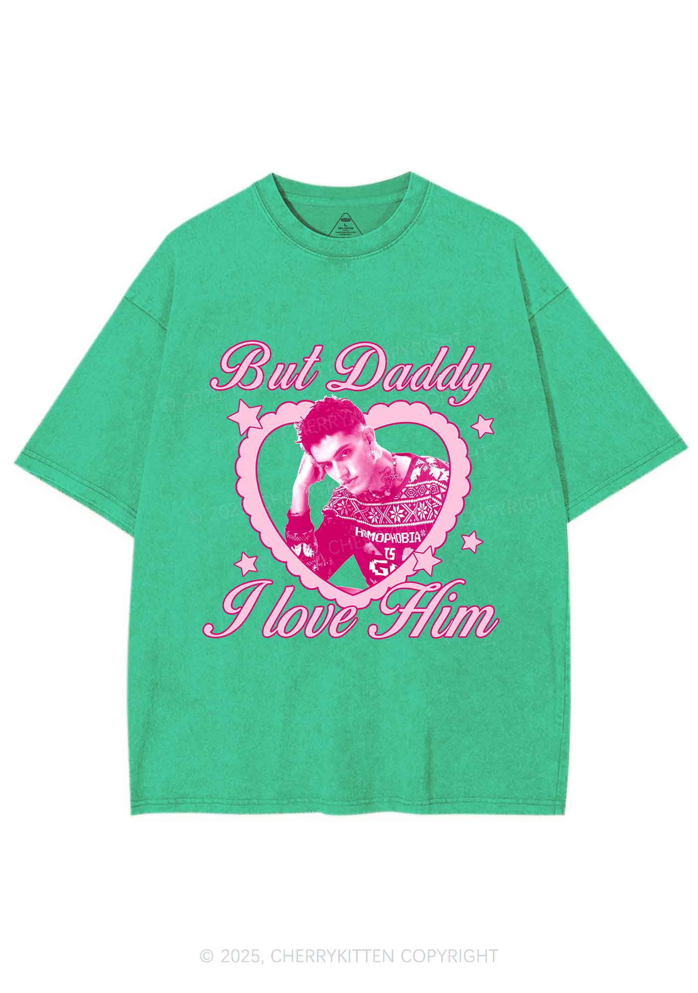 Custom Daddy I love Him Y2K Shirts Washed Tee Cherrykitten - Image 8