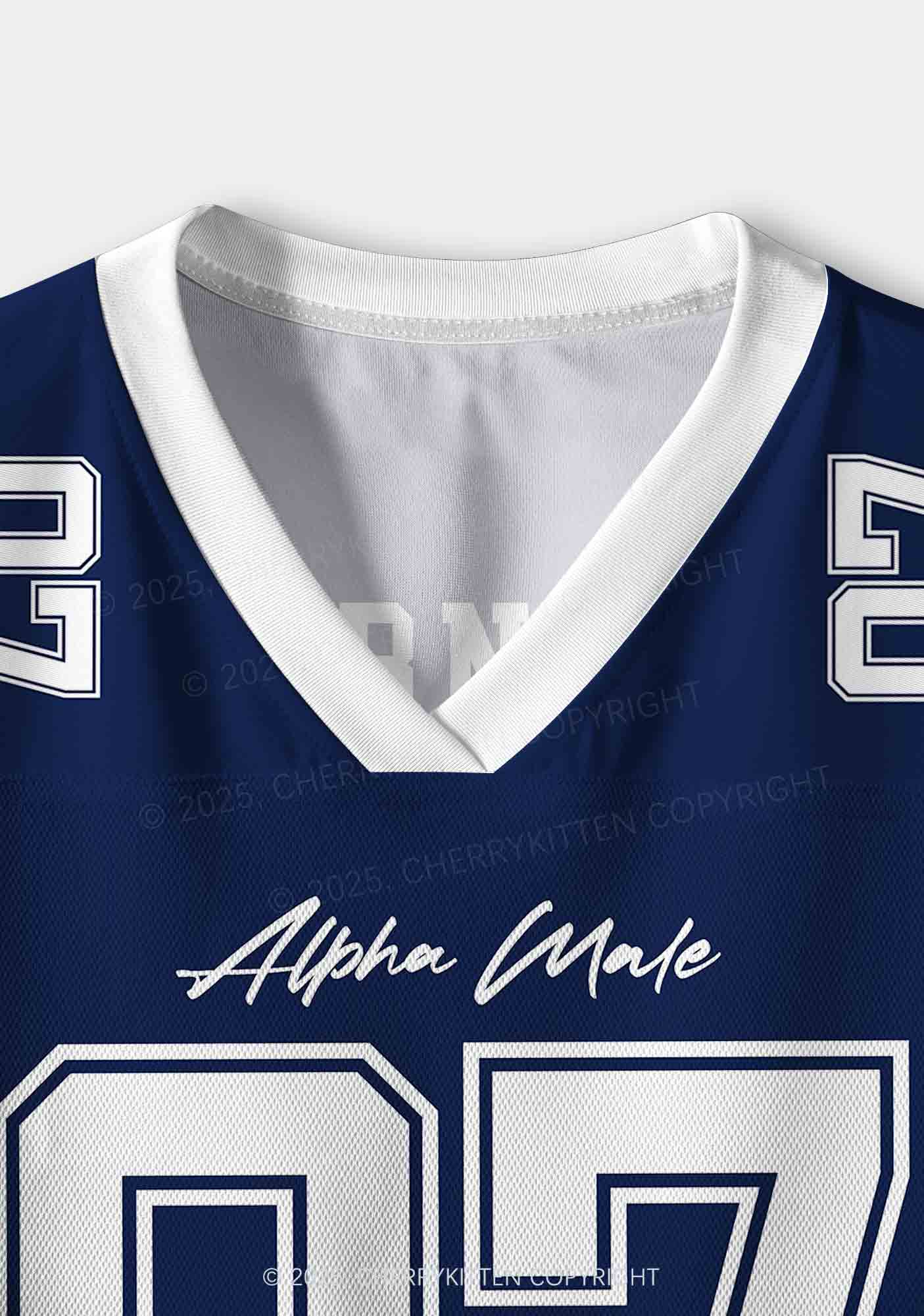 Custom Dark Blue Alpha Male Y2K Crop Sport Jersey Shirts Cherrykitten - Image 4