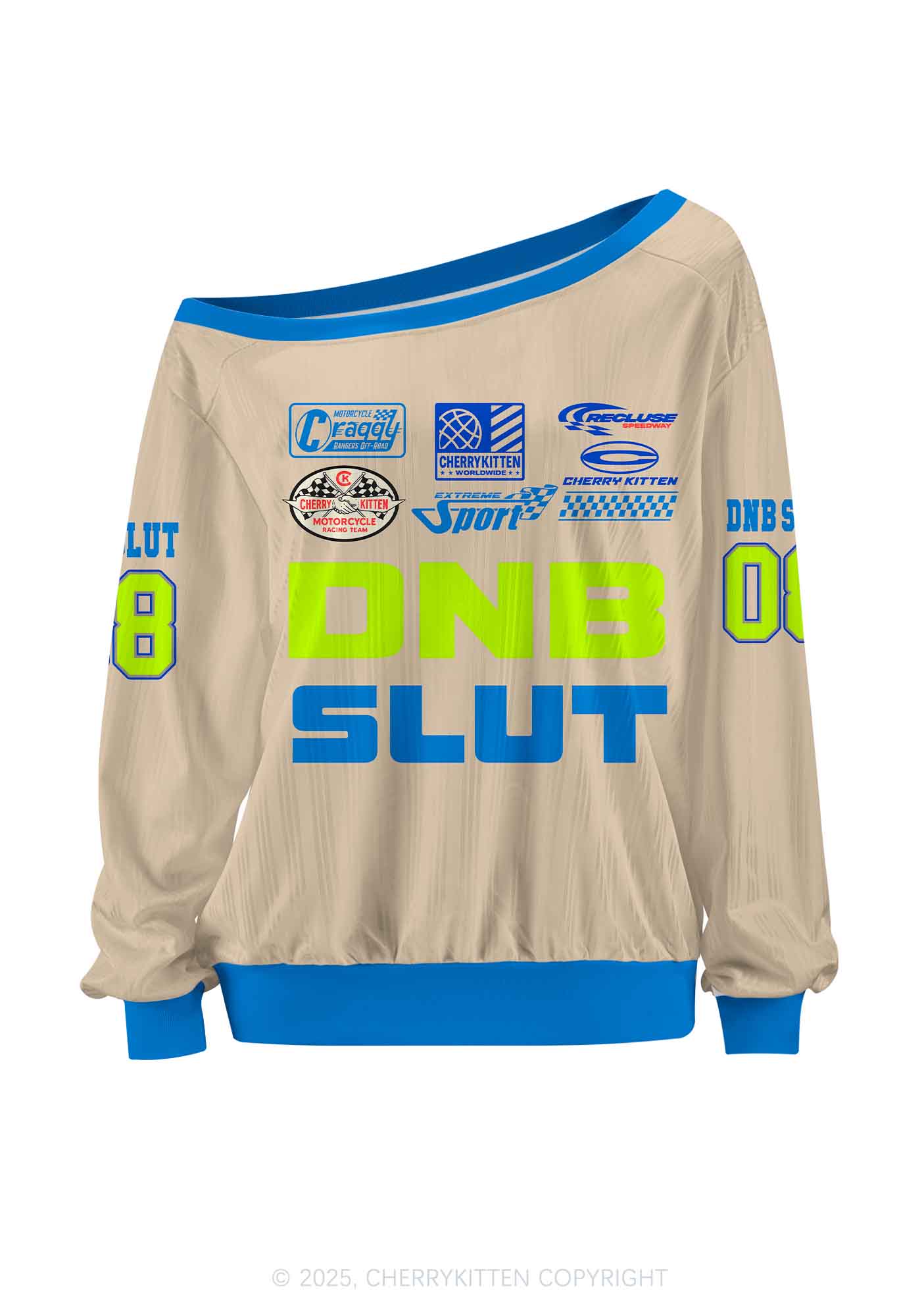 Custom Dnb Slxt Y2K Off Shoulder Long Sleeve Sport Jersey Shirts Cherrykitten - Image 2