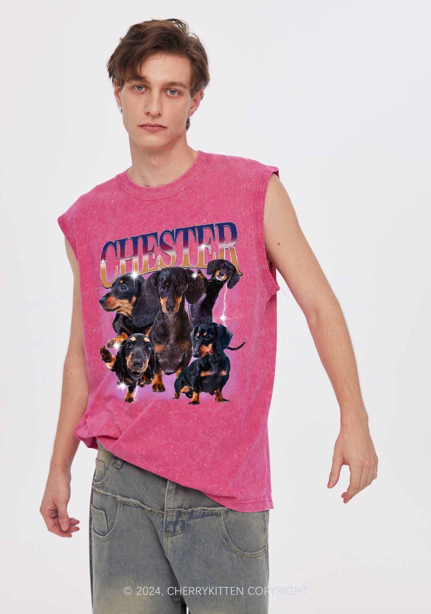 Custom Dog Photo Y2K Washed Tank Cherrykitten - Image 5