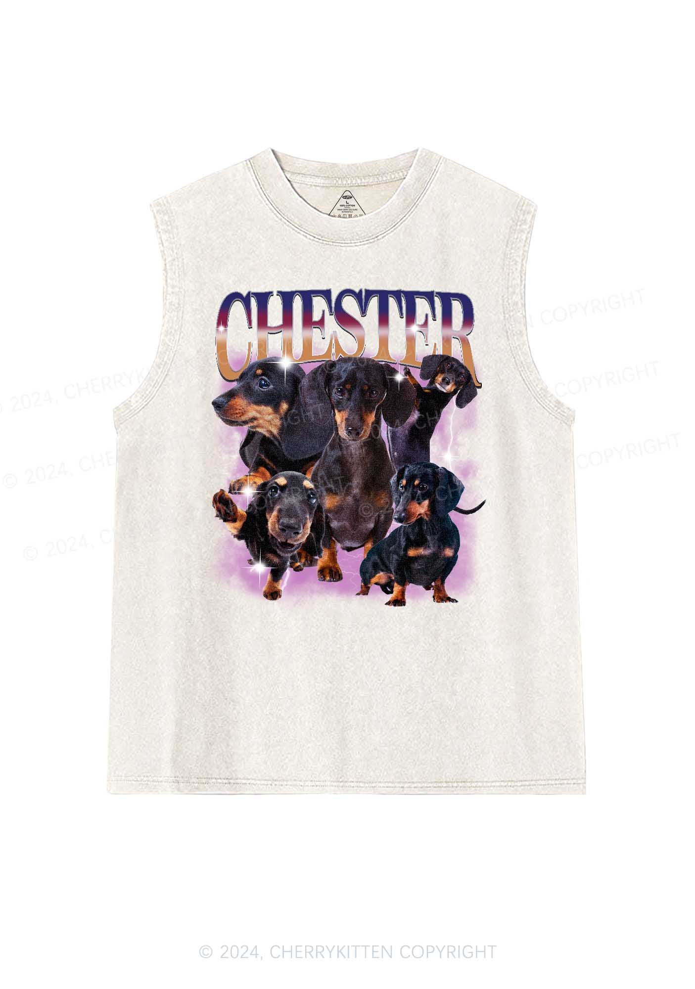 Custom Dog Photo Y2K Washed Tank Cherrykitten - Image 6