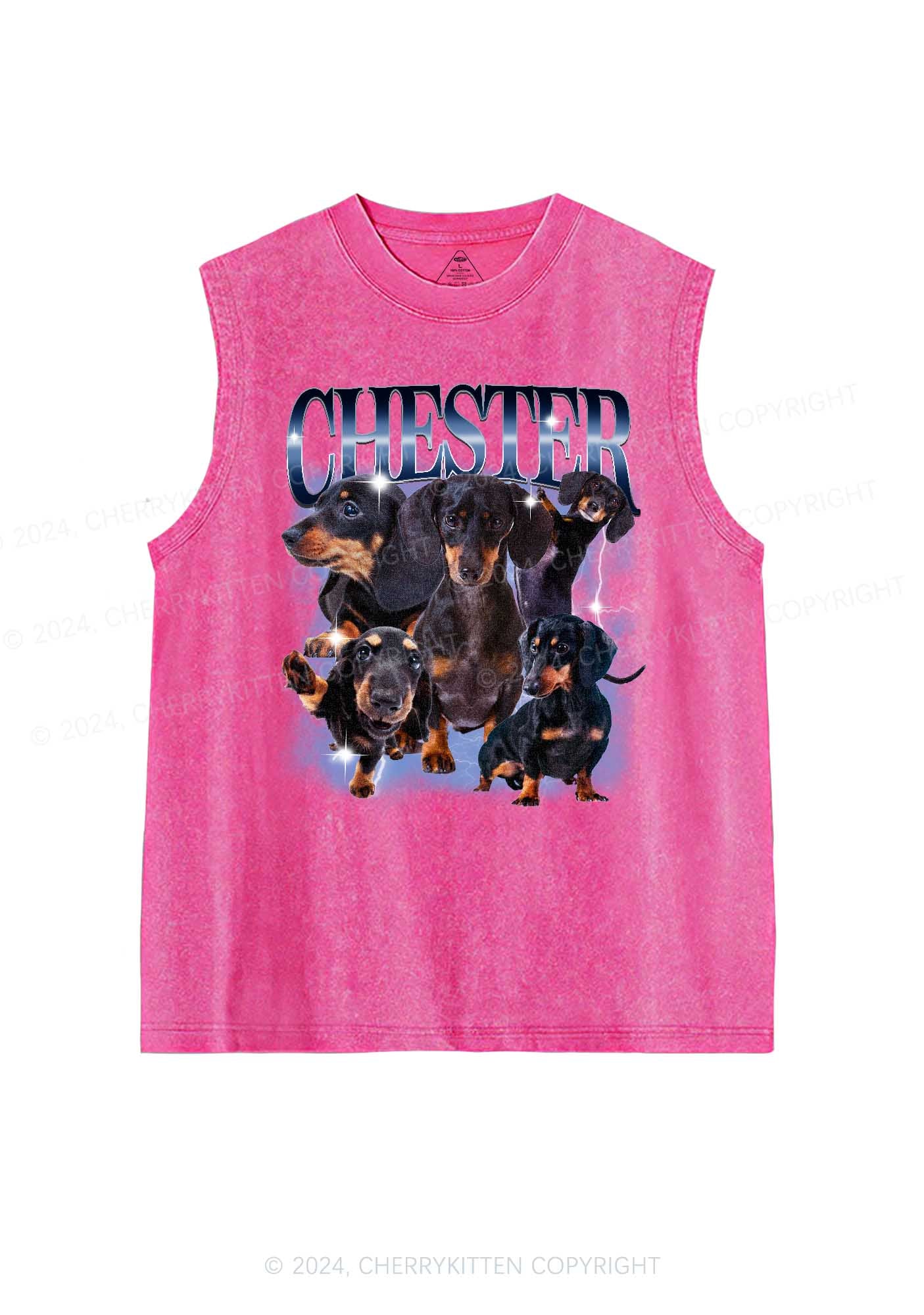 Custom Dog Photo Y2K Washed Tank Cherrykitten - Image 7