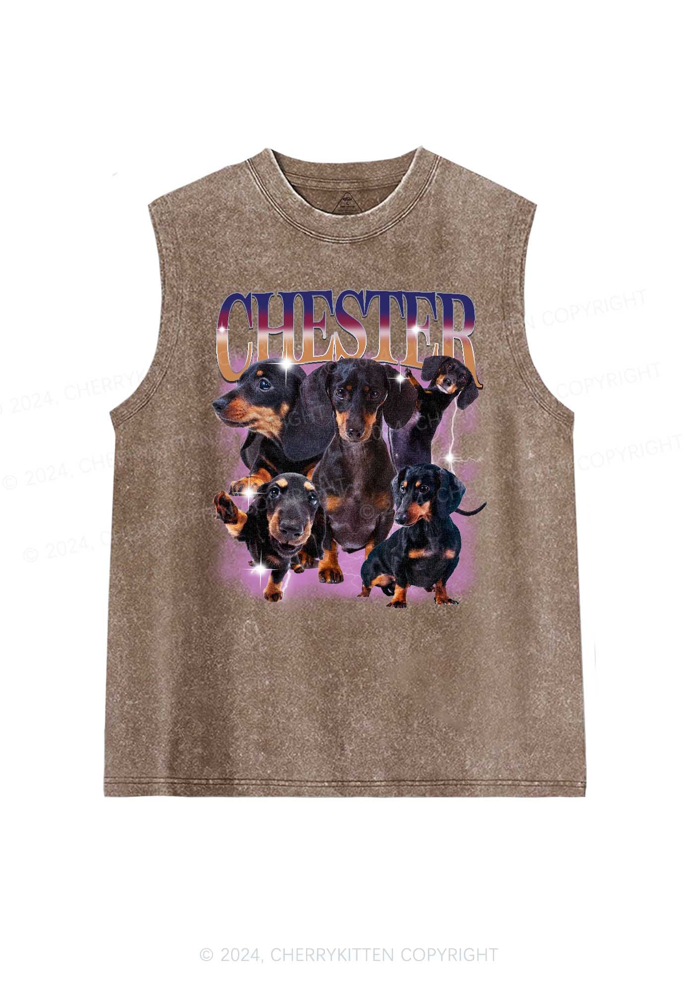Custom Dog Photo Y2K Washed Tank Cherrykitten - Image 8