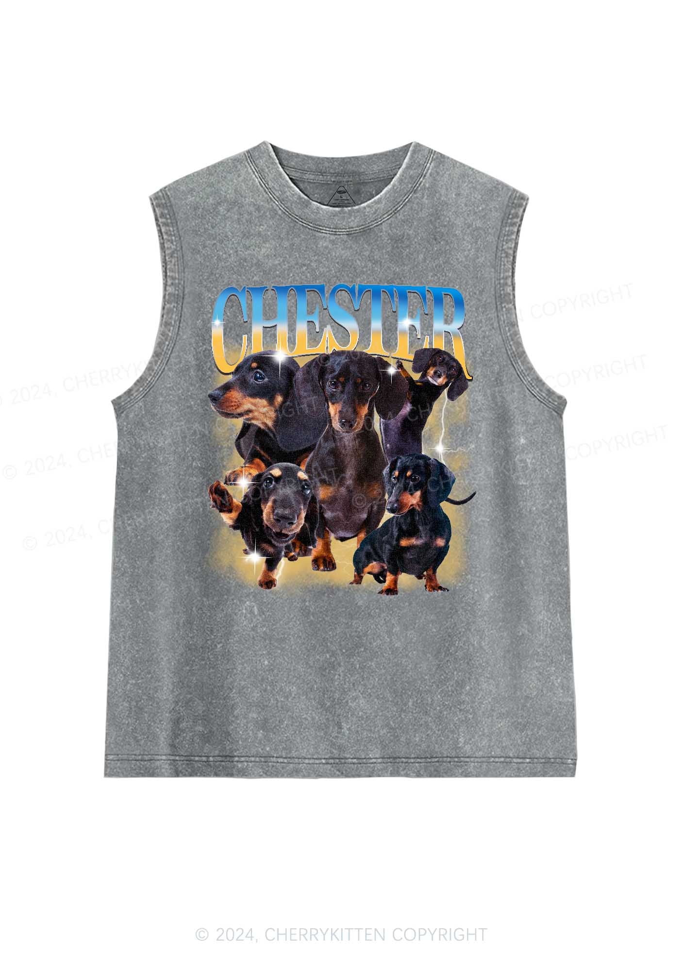 Custom Dog Photo Y2K Washed Tank Cherrykitten - Image 9
