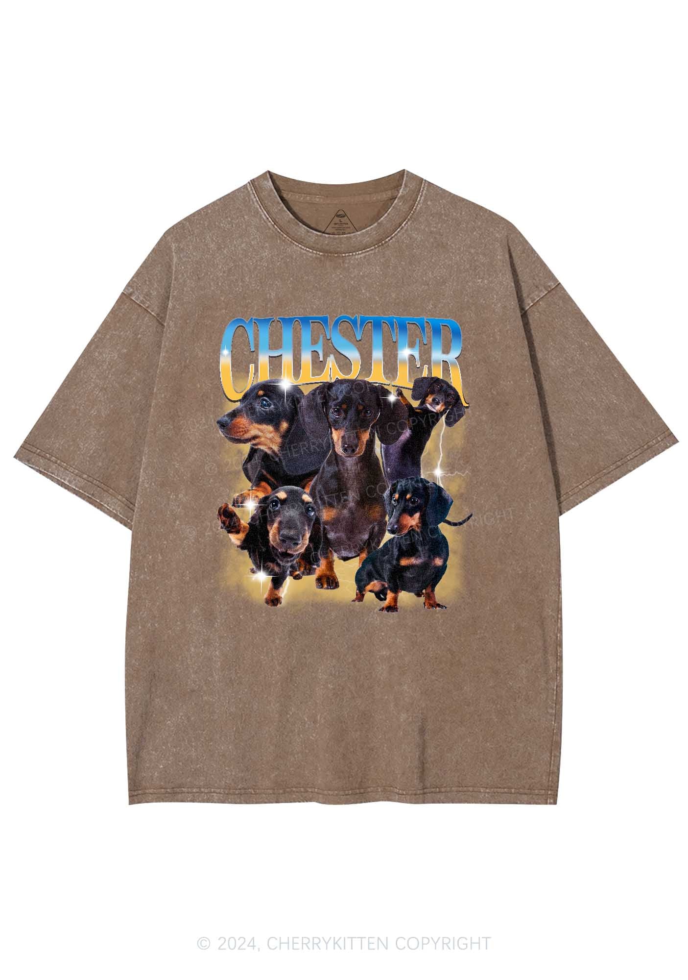 Custom Dog Photo Y2K Washed Tee Cherrykitten - Image 10