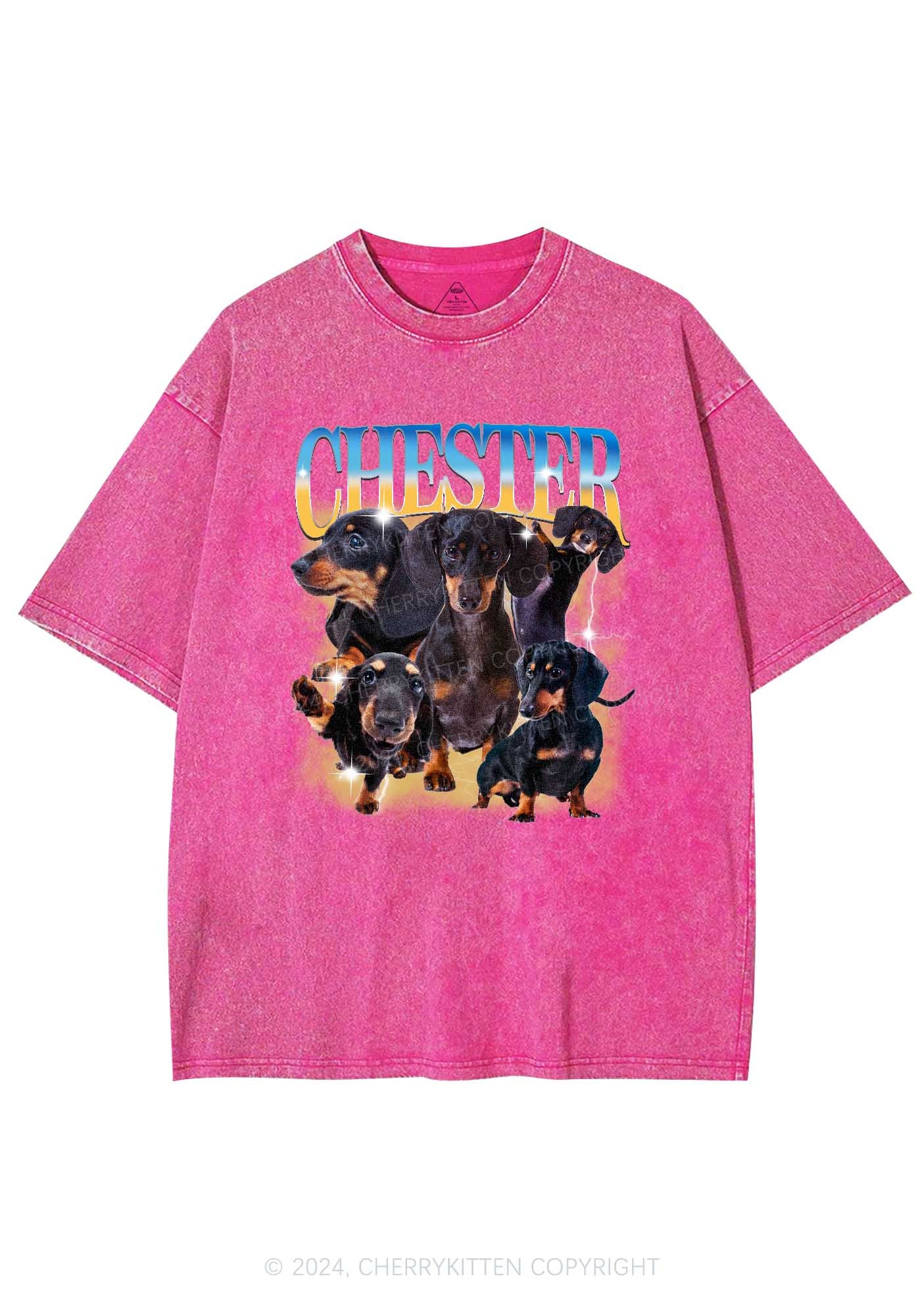 Custom Dog Photo Y2K Washed Tee Cherrykitten - Image 6