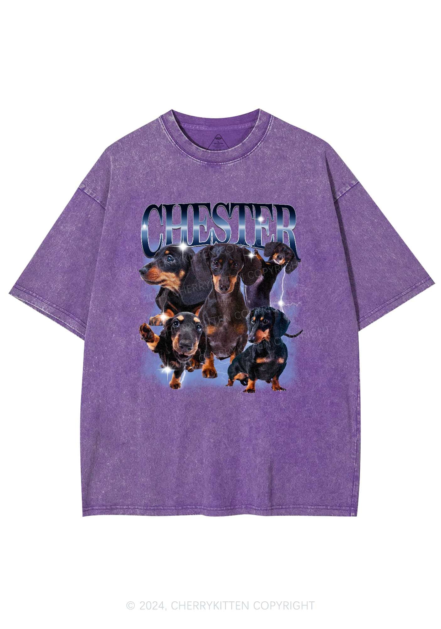 Custom Dog Photo Y2K Washed Tee Cherrykitten - Image 8