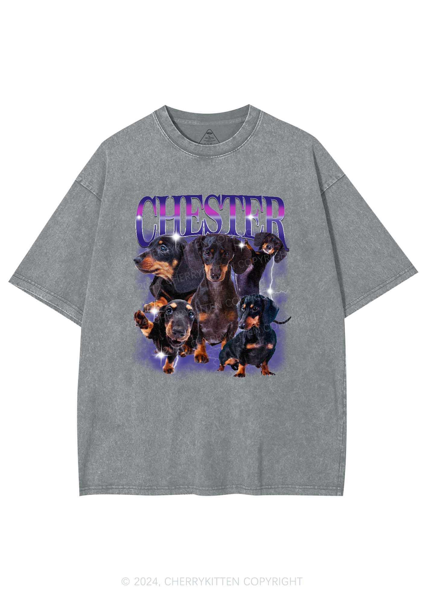 Custom Dog Photo Y2K Washed Tee Cherrykitten - Image 9