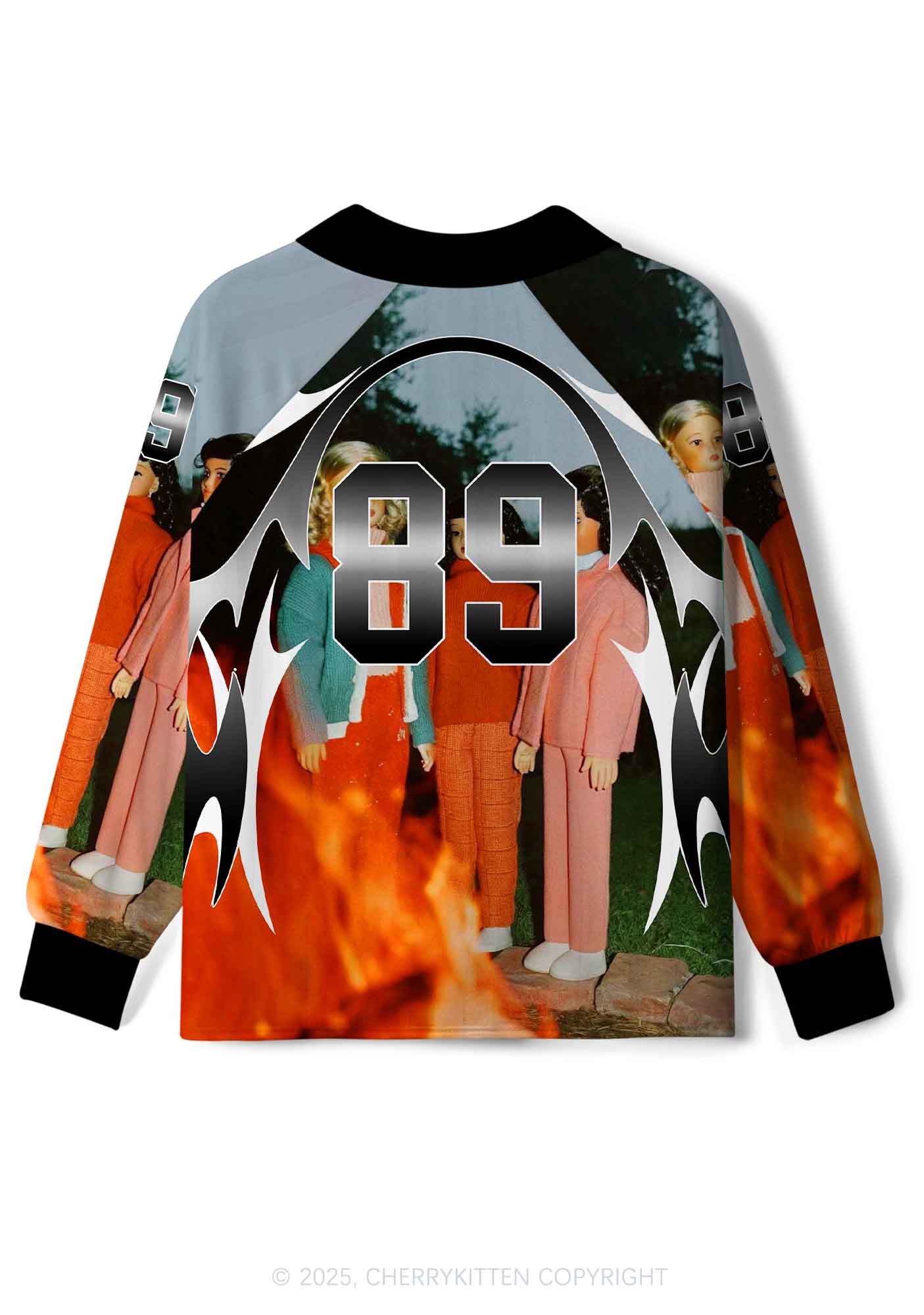 Custom Doll Flame Y2K Long Sleeve Sport Jersey Shirts Cherrykitten - Image 2