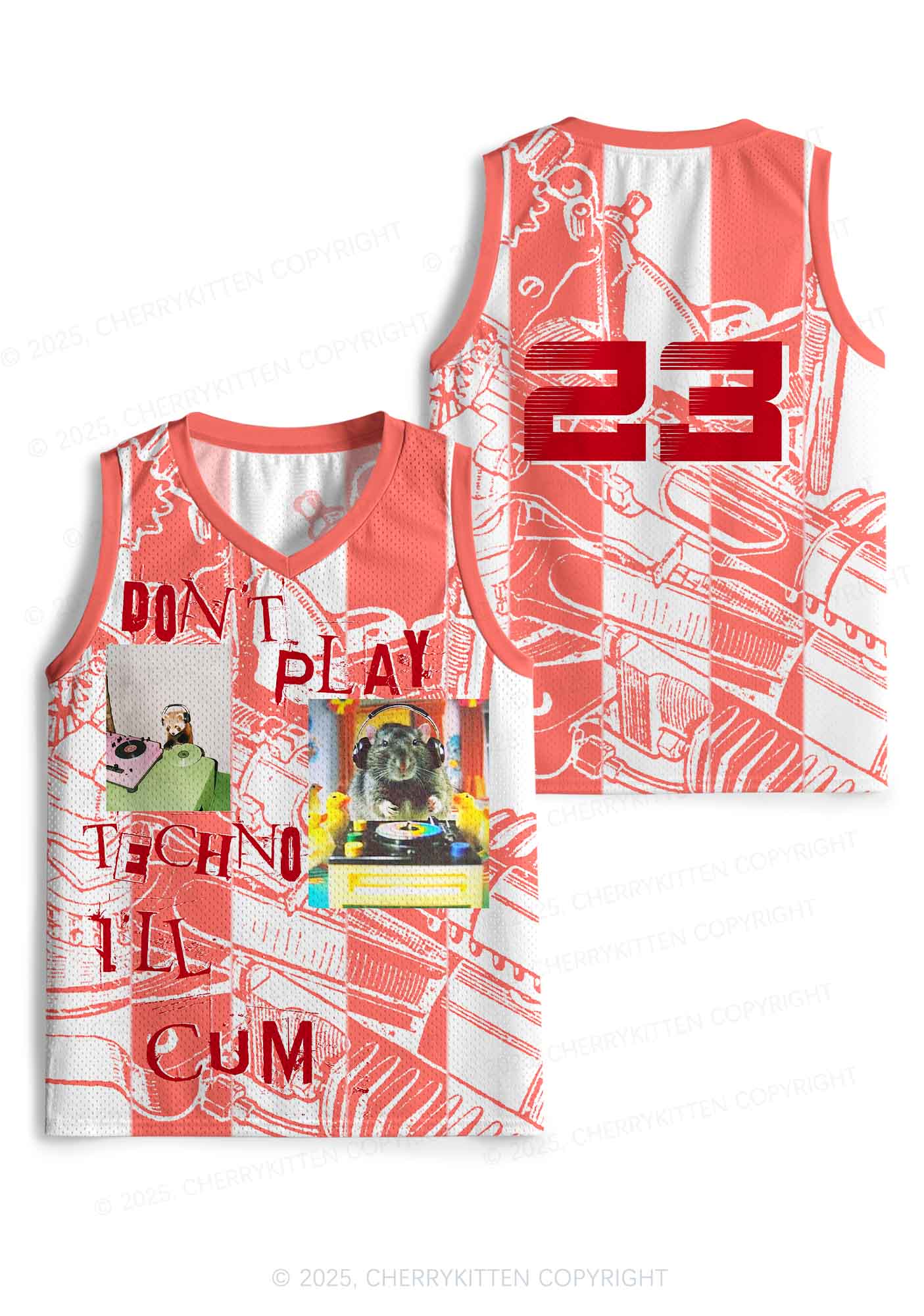 Custom Dont Play Techno Y2K Sport Jersey Tank Cherrykitten - Image 3