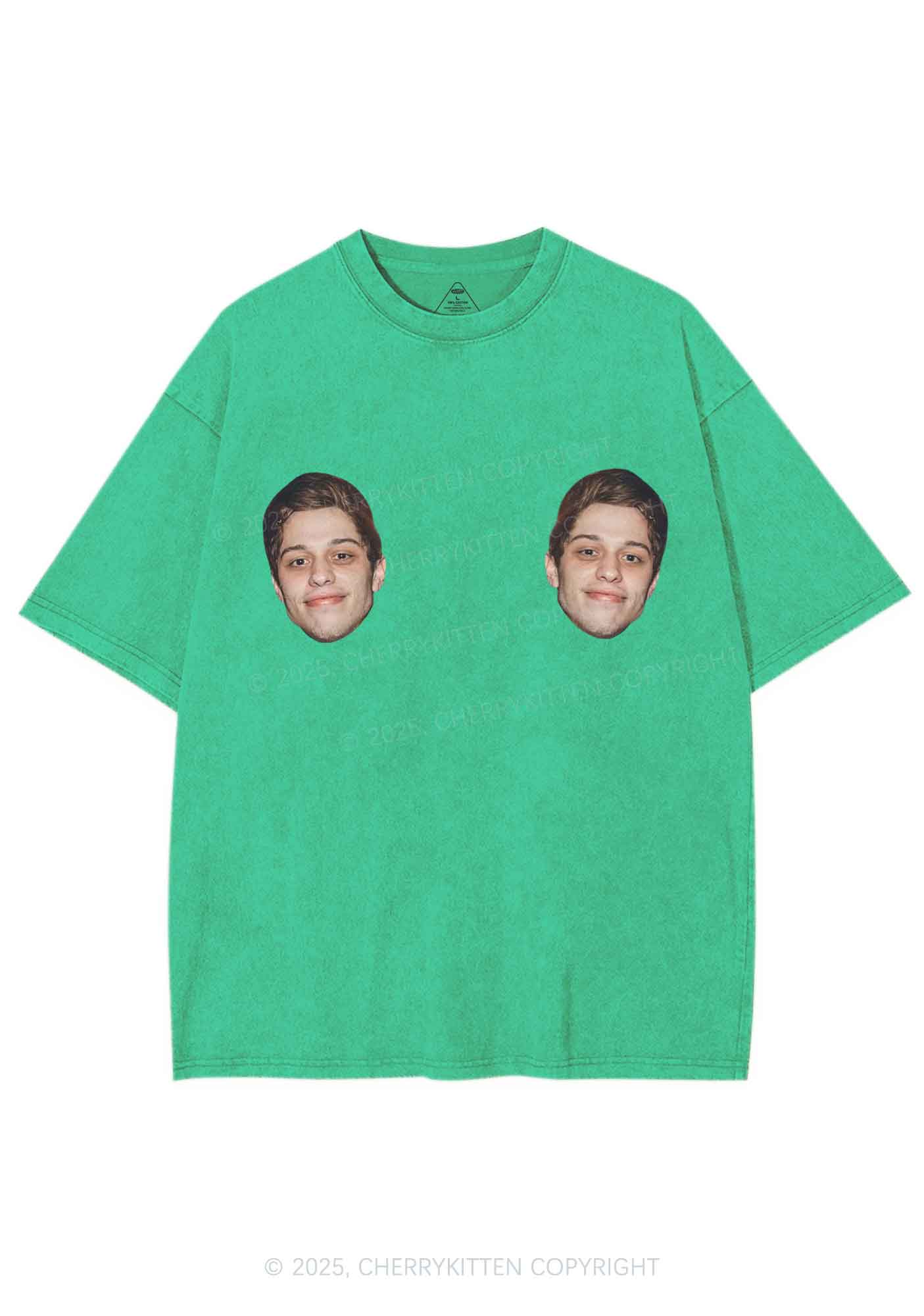 Custom Double Face Y2K Shirts Washed Tee Cherrykitten - Image 8