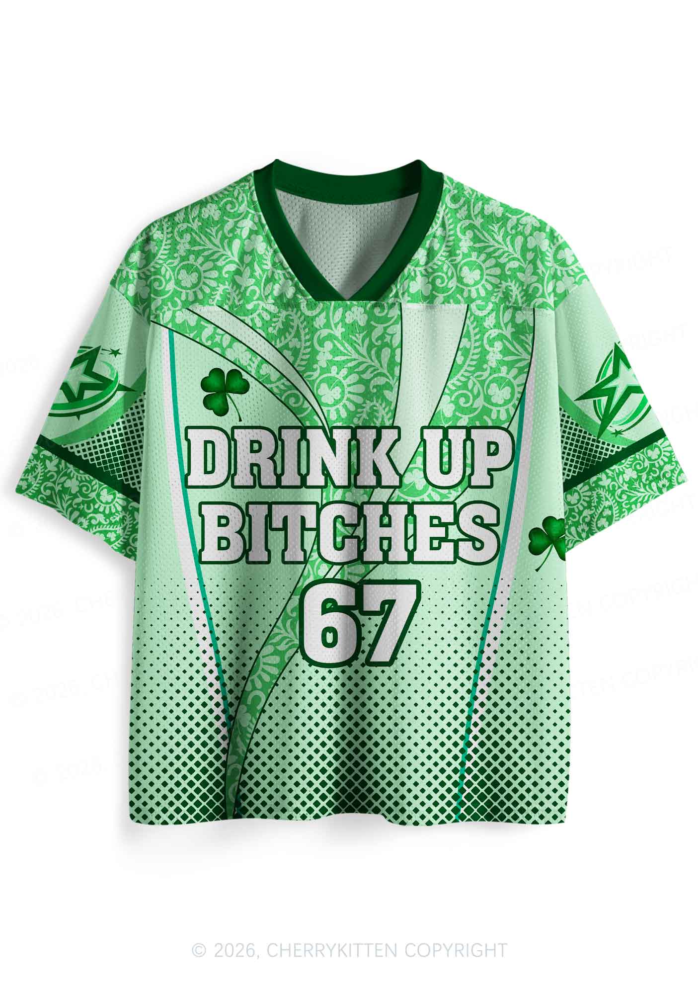 Custom Drink Up Bxxches St Patricks Y2K Sport Jersey Shirts Cherrykitten - Image 3