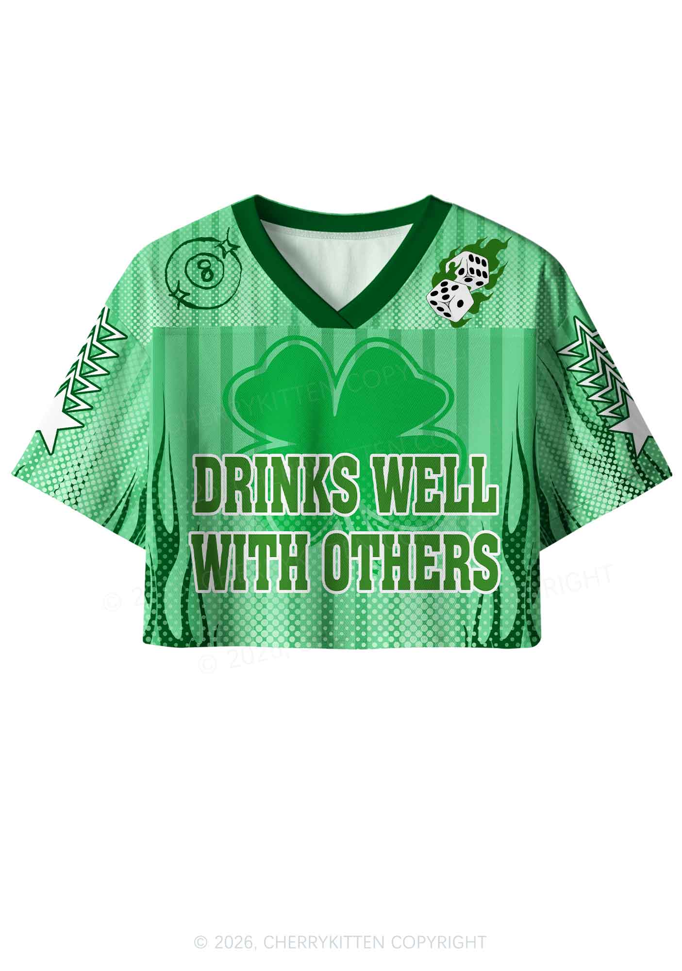 Custom Drinks Well With Others St Patricks Y2K Crop Sport Jersey Shirts Cherrykitten - Image 3