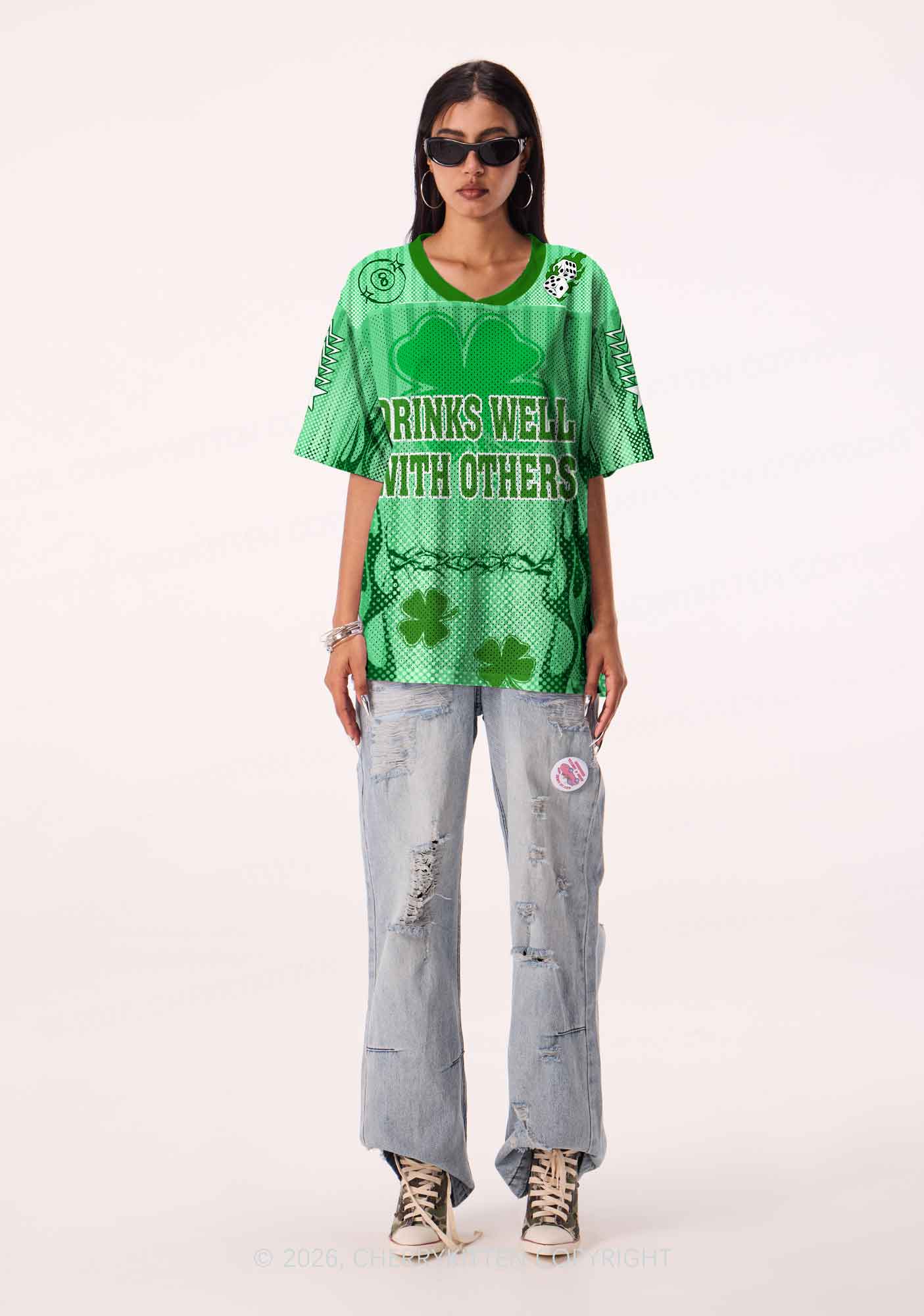 Custom Drinks Well With Others St Patricks Y2K Sport Jersey Shirts Cherrykitten - Image 2