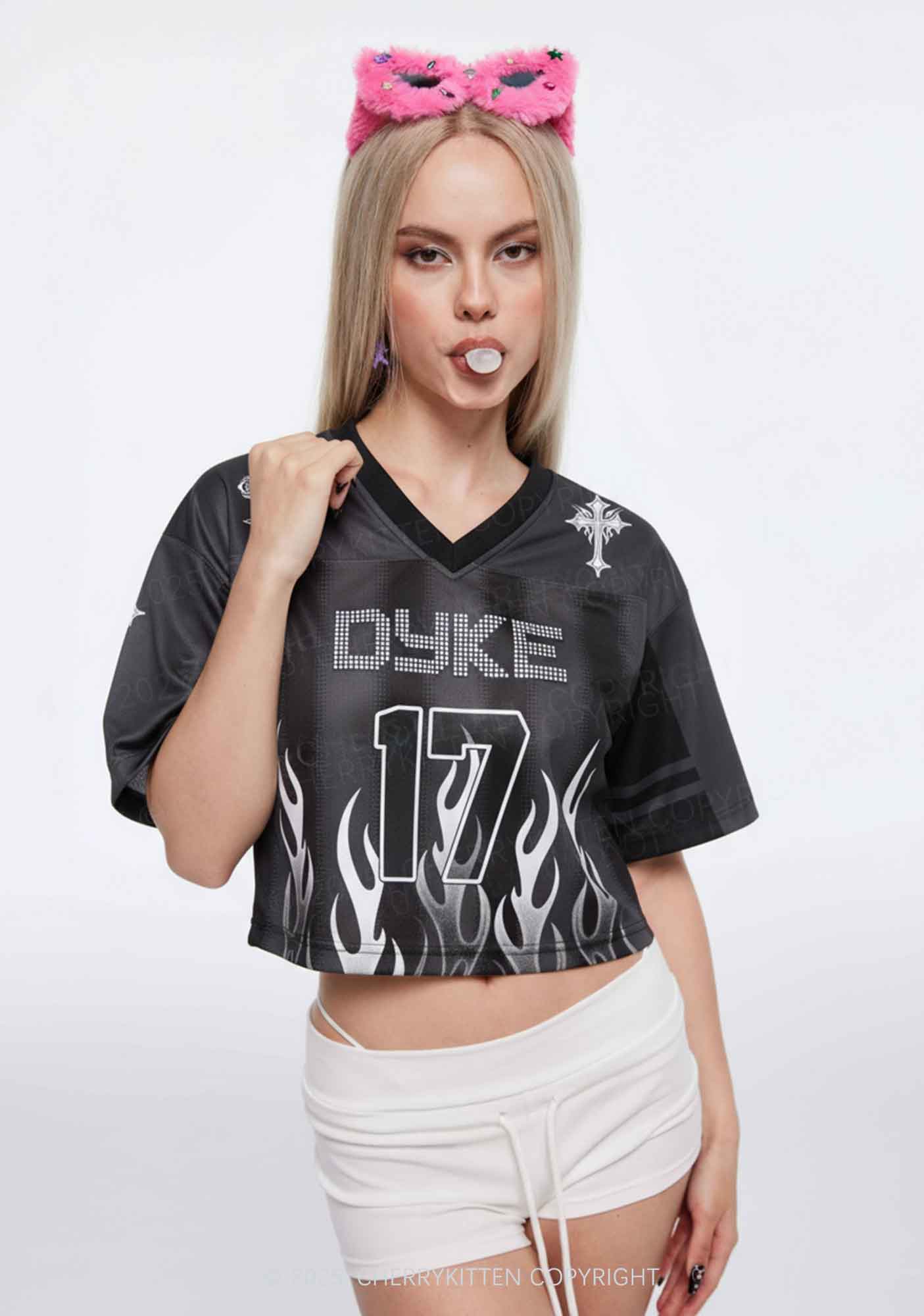 Custom Dyke Pride Y2K Crop Sport Jersey Shirts Cherrykitten - Image 2