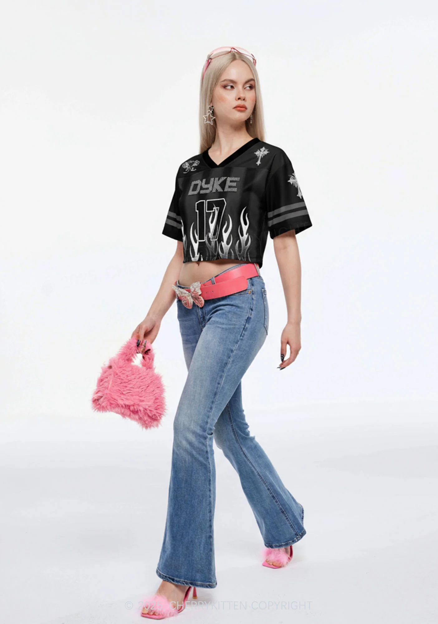 Custom Dyke Pride Y2K Crop Sport Jersey Shirts Cherrykitten - Image 3