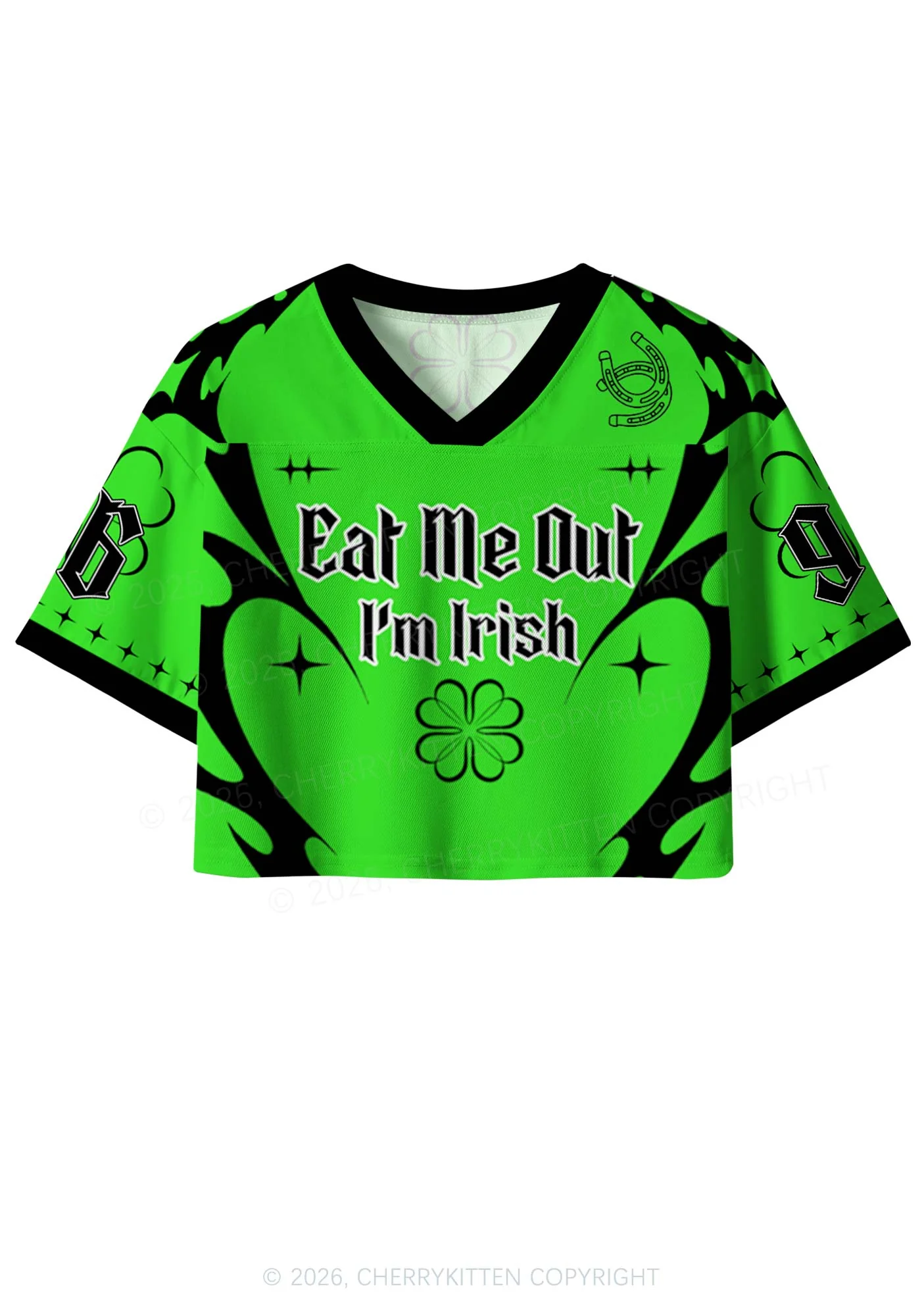 Custom Eat Me Out Im Irish St Patricks Y2K Crop Sport Jersey Shirts Cherrykitten - Image 3
