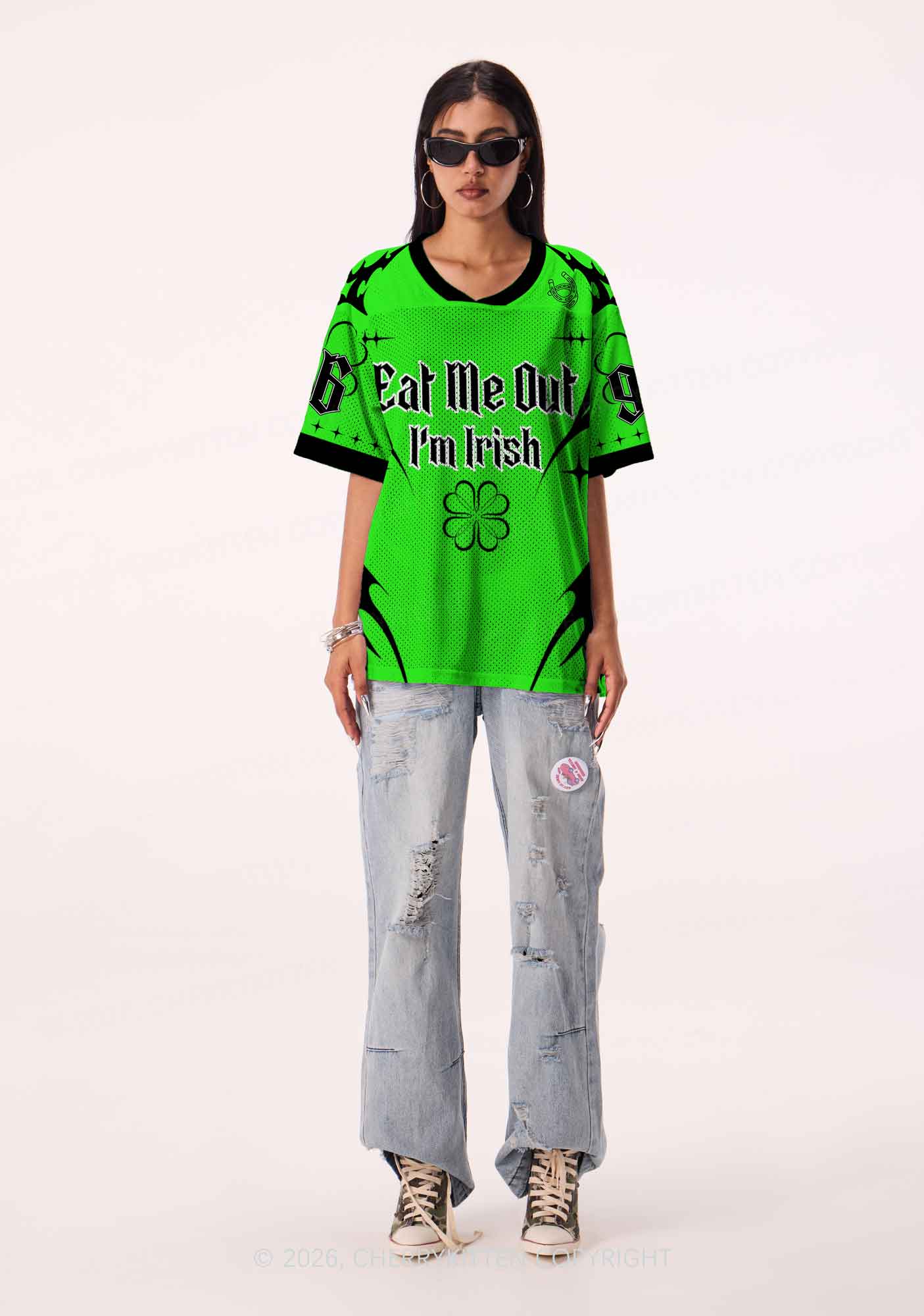 Custom Eat Me Out Im Irish St Patricks Y2K Sport Jersey Shirts Cherrykitten - Image 2