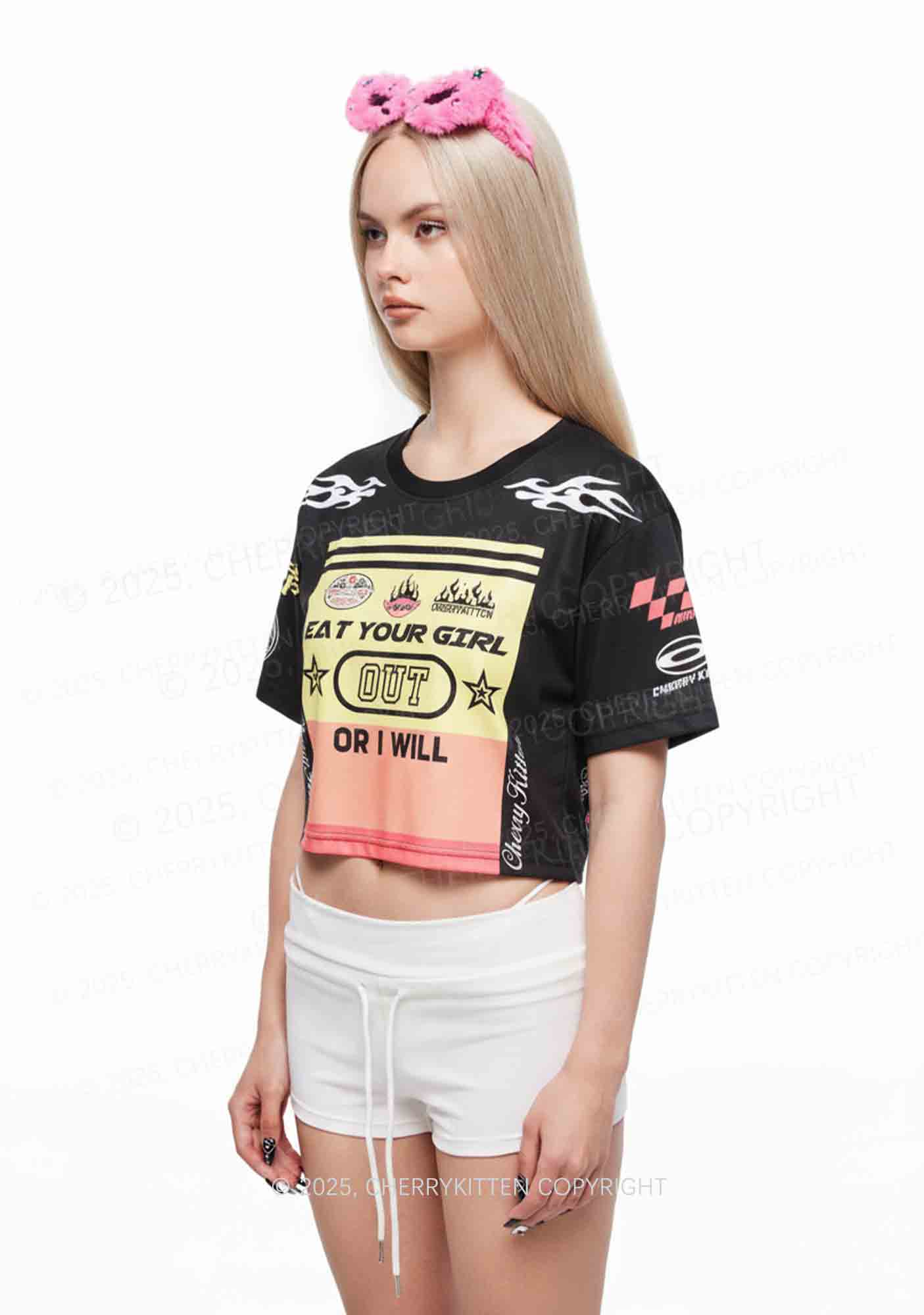 Custom Eat Your Girl Out Pride Y2K Crop Sport Jersey Shirts Cherrykitten - Image 2