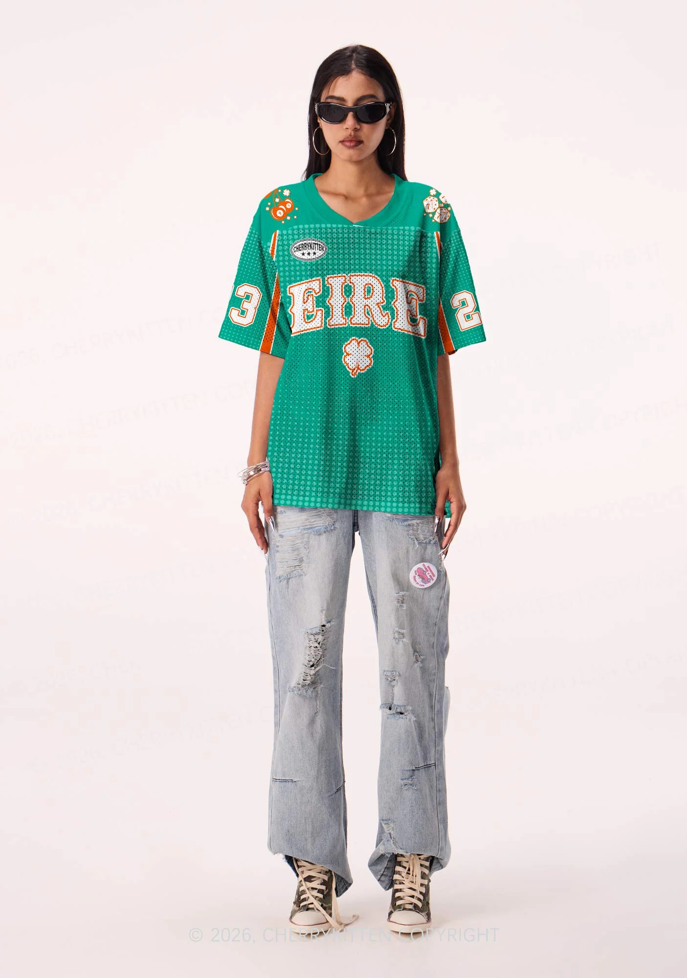 Custom Eire Four Leaf Clover St Patricks Y2K Sport Jersey Shirts Cherrykitten - Image 2