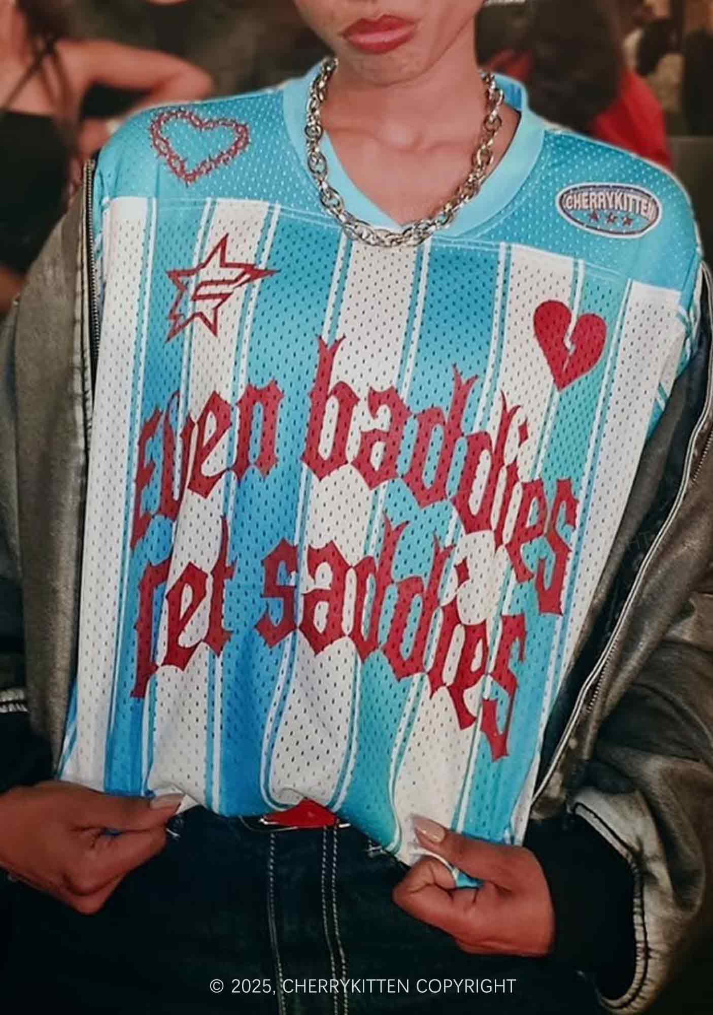 Custom Even Baddies Get Saddies Y2K Sport Jersey Shirts Cherrykitten - Image 3