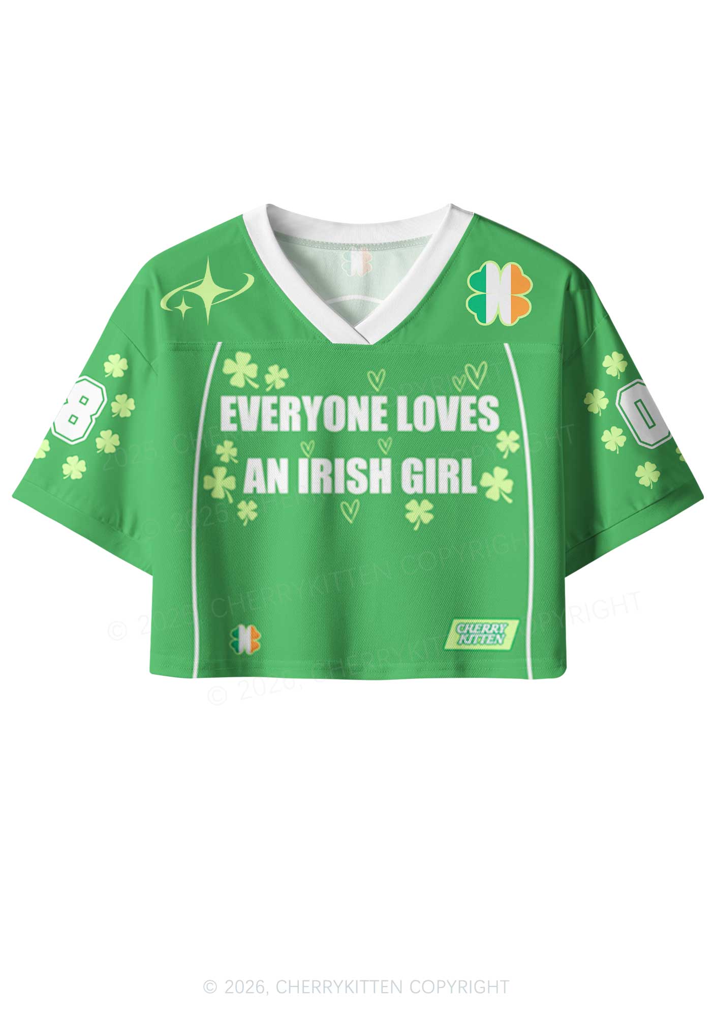 Custom Everyone Loves Irish Girl St Patricks Y2K Crop Sport Jersey Shirts Cherrykitten - Image 3