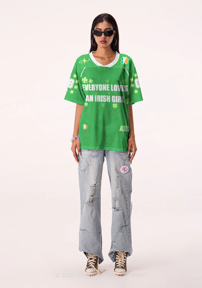 Custom Everyone Loves Irish Girl St Patricks Y2K Sport Jersey Shirts Cherrykitten - Image 2