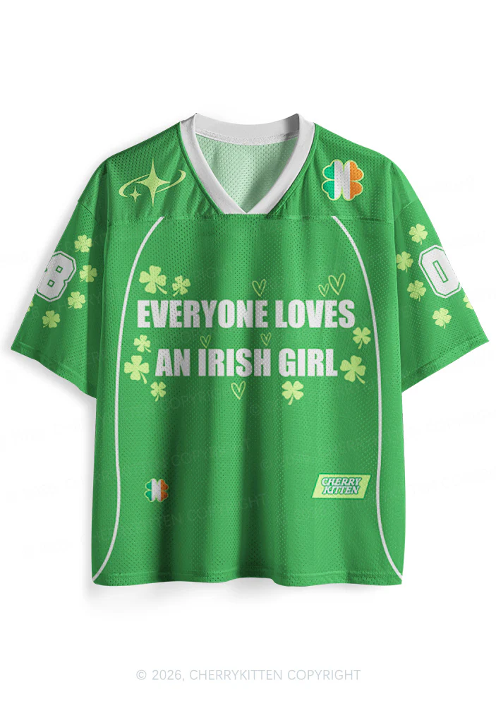 Custom Everyone Loves Irish Girl St Patricks Y2K Sport Jersey Shirts Cherrykitten - Image 3
