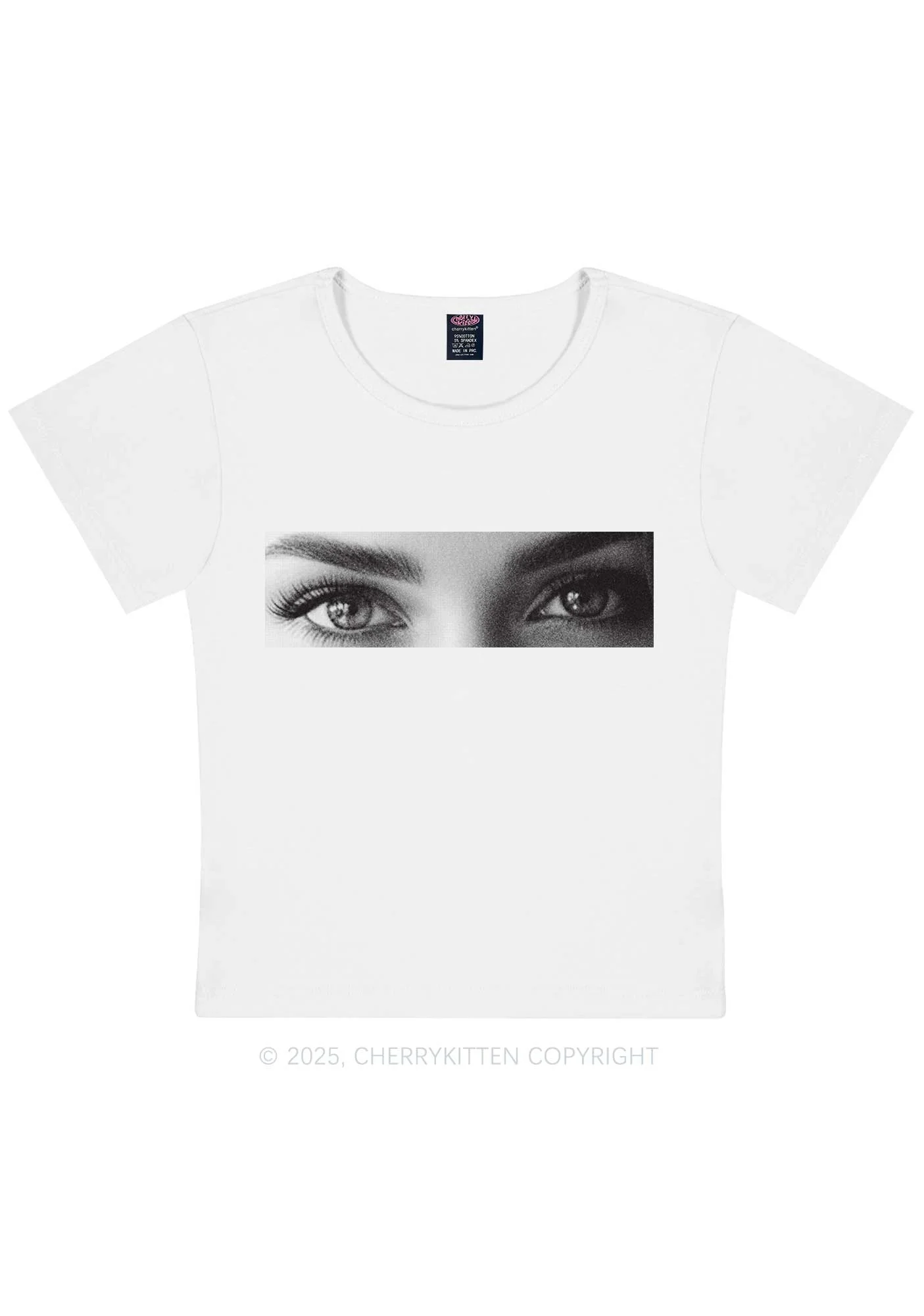 Custom Eyes Y2K Baby Tee Cherrykitten - Image 3