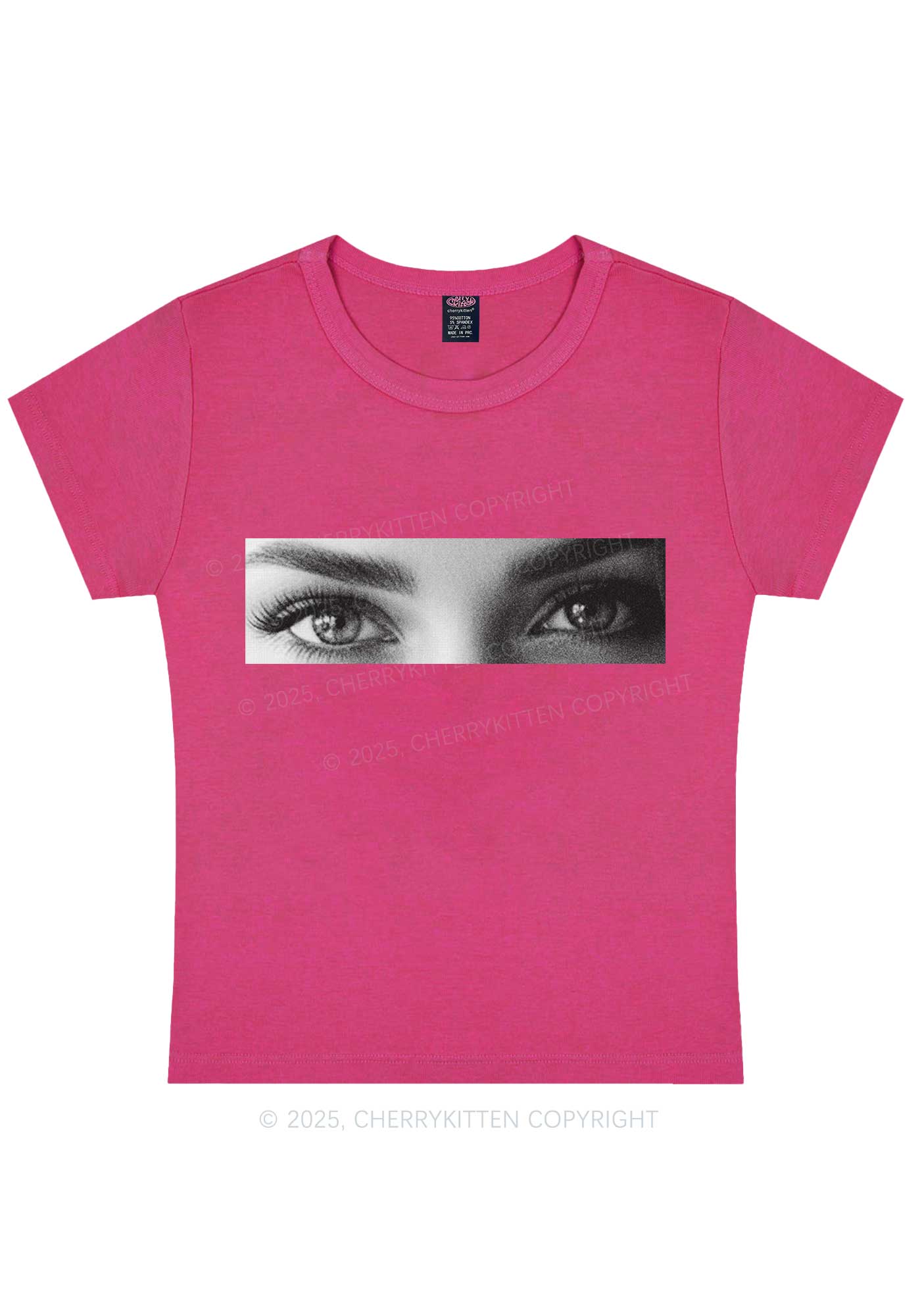 Custom Eyes Y2K Baby Tee Cherrykitten - Image 4