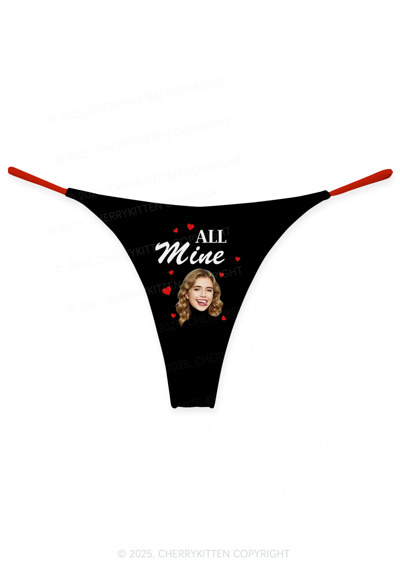 Custom Face All Mine Valentine's Day Y2K Print Couples Thong Set Cherrykitten - Image 2