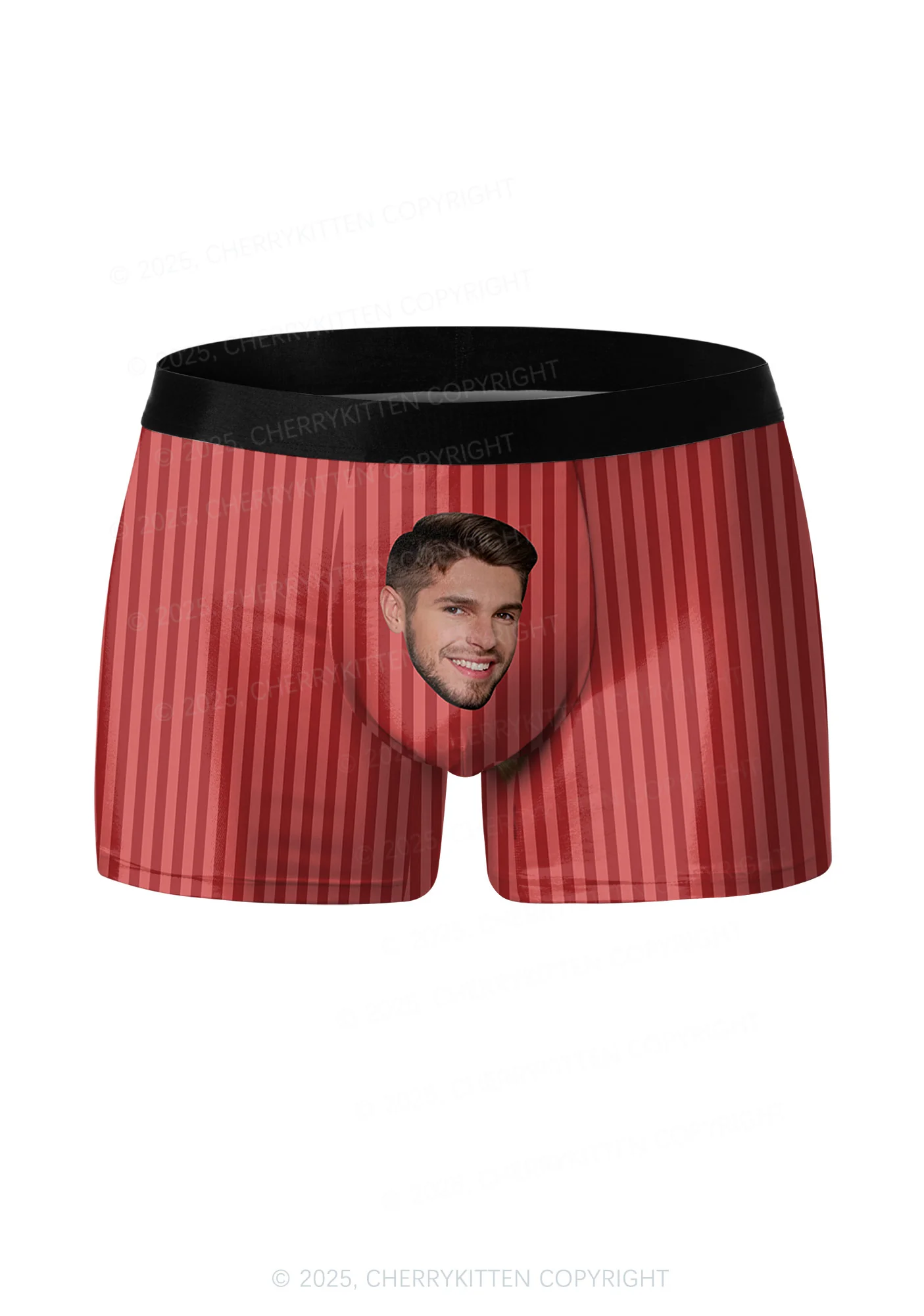 Custom Face Red Stripes Valentine's Day Y2K Print Couples Boxer Briefs Set Cherrykitten - Image 2