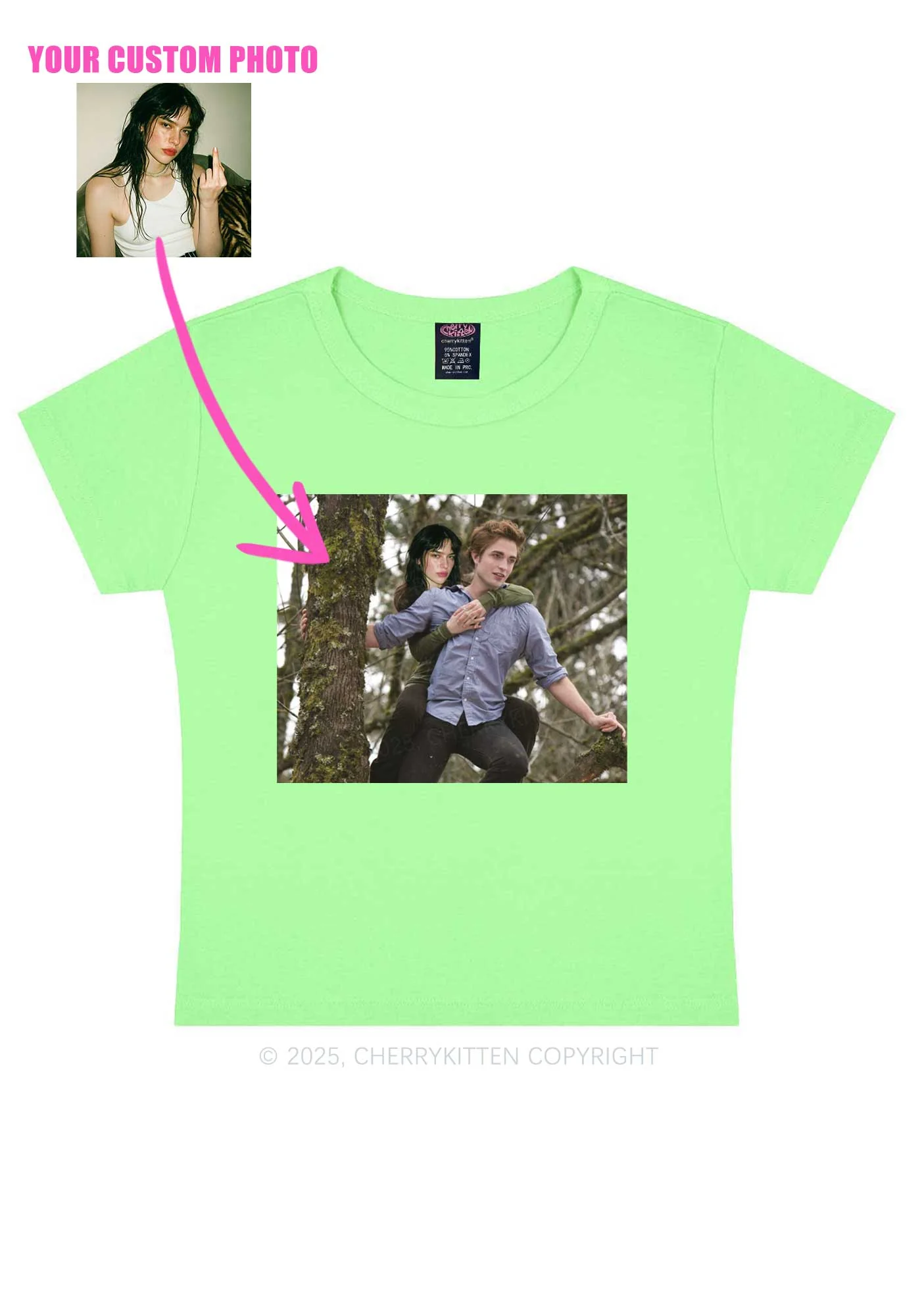 Custom Face Y2K Baby Tee Cherrykitten - Image 12