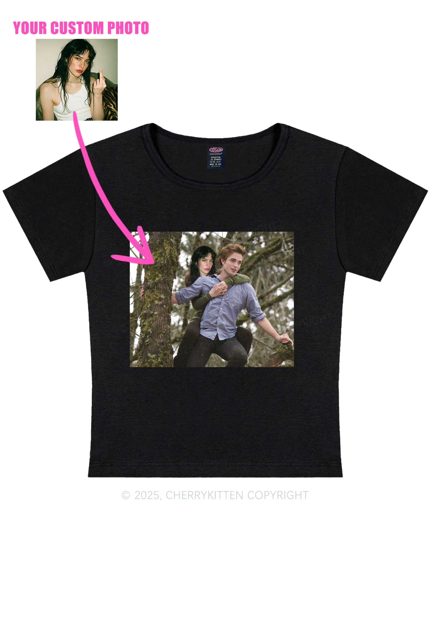 Custom Face Y2K Baby Tee Cherrykitten - Image 5